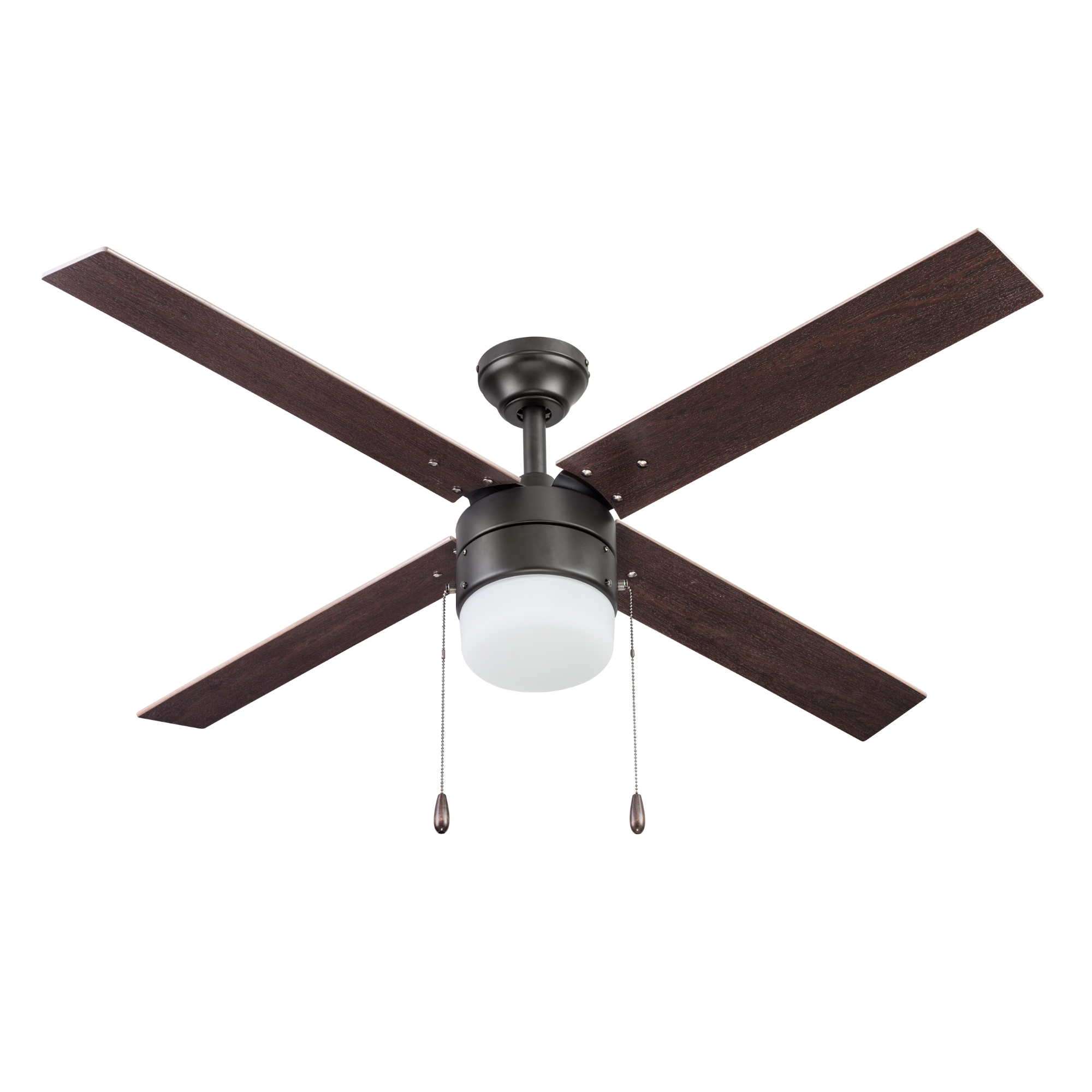 52 Inch Espresso Bronze Ceiling Fan with Pull Chain - Modern Indoor Cooling Fan for Living Room, Bedroom, and Office