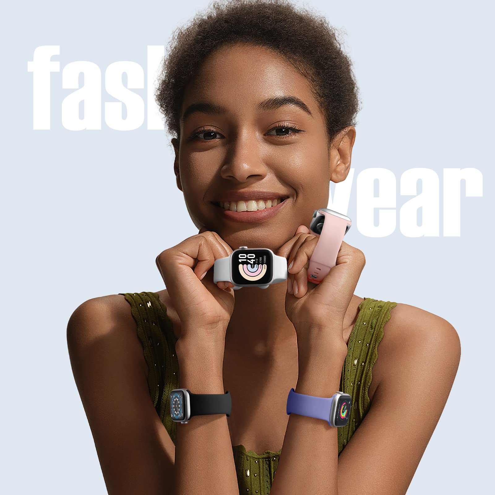 8 Pack Sport Bands Compatible with Apple Watch 38mm-49mm - Soft Silicone Waterproof Strap for Apple Watch Ultra/Ultra 2 & Series 10-1 SE - Perfect for Running, Swimming & Everyday Wear