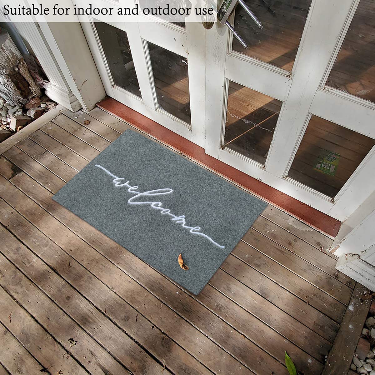 AAZZKANG Gray Doormat 24x36 - Non-Slip Rubber Backing Outdoor Welcome Mat for Front Door, Easy to Clean Indoor Entryway Rug - Perfect for Home, Office, Apartment & Patio Use
