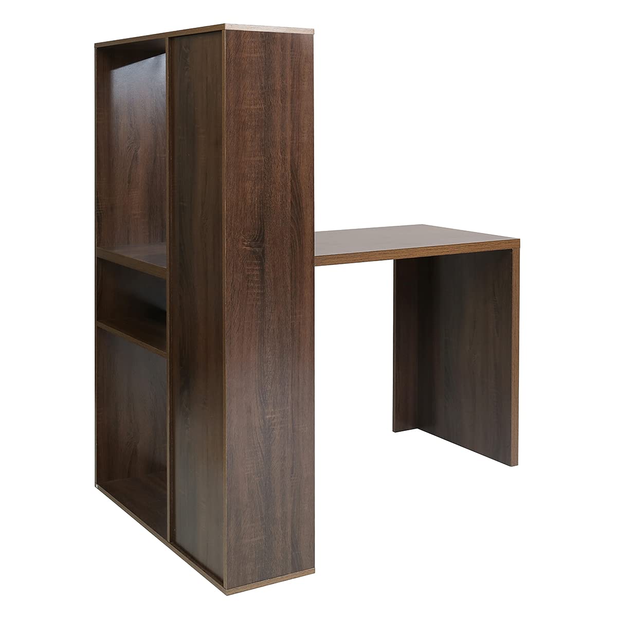 L-Shaped Computer Desk with 6-Tier Storage Shelves - Multifunctional Wooden Writing Table for Home Office, Study & Gaming - Walnut Finish Workspace Solution for Small Spaces & Remote Work