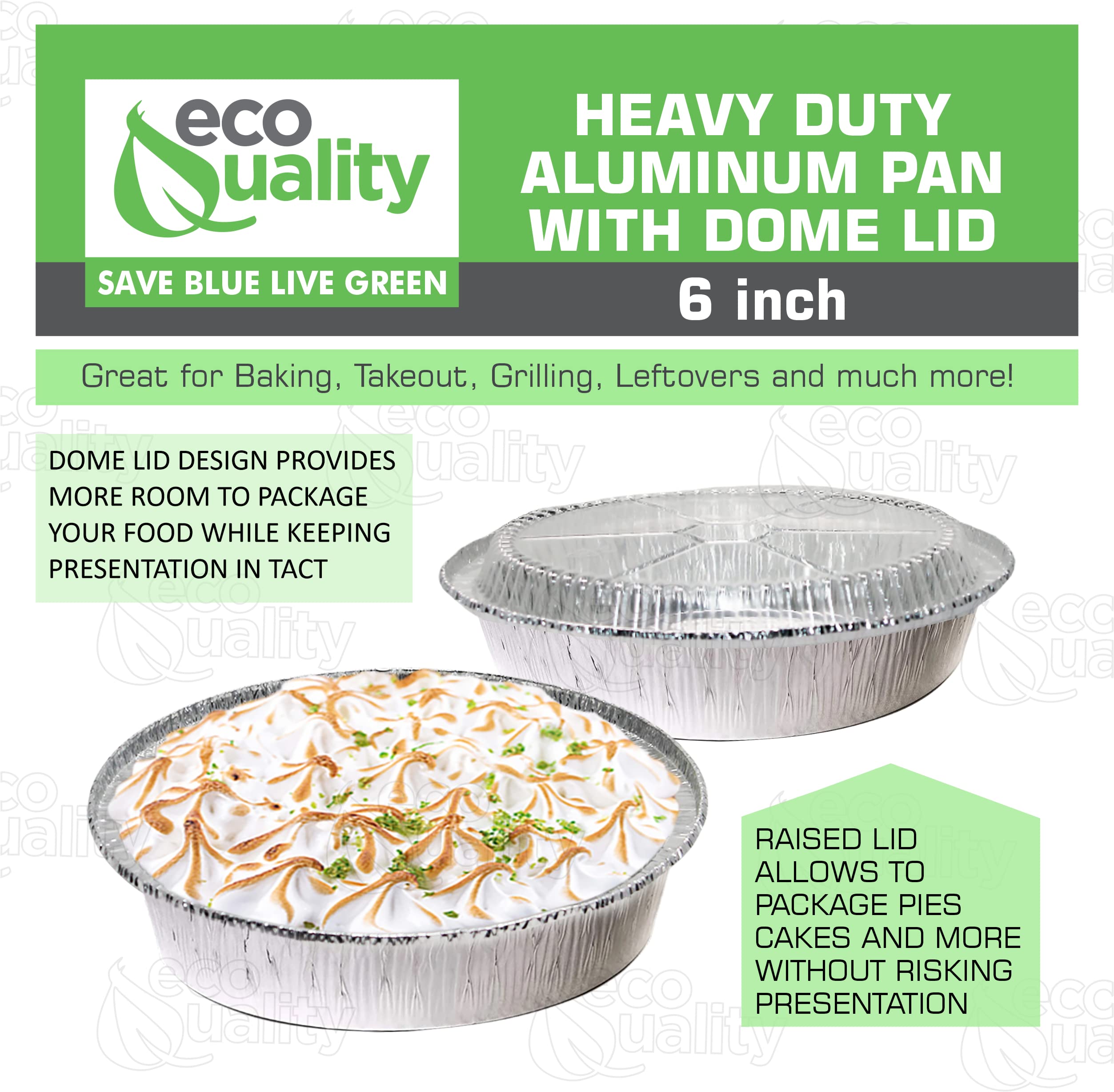EcoQuality [150 Pack] 6 Inch Disposable Round Aluminum Foil Pans with Plastic Lids - Reusable Baking Containers for Cooking, Catering, Parties & Restaurants - Perfect for Meal Prep, Takeout Food & Dessert Serving
