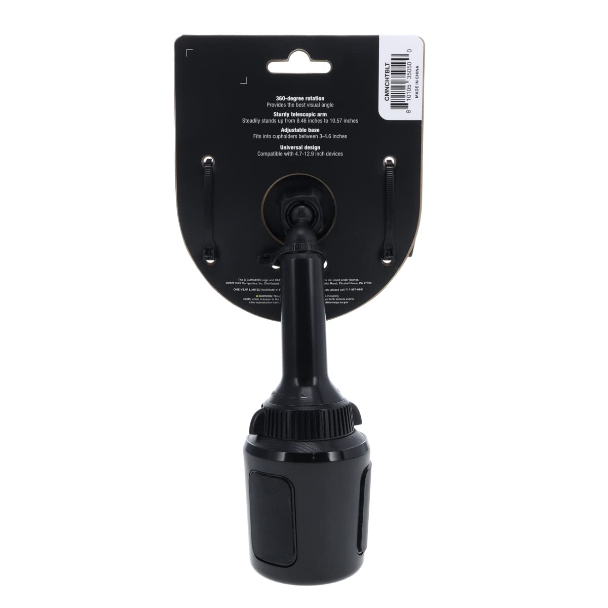 Cummins Cup Holder Tablet Mount - Universal Car Tablet Holder for iPad, Samsung Galaxy Tab, Amazon Fire & More - Black - Perfect for Road Trips, GPS Navigation & Entertainment