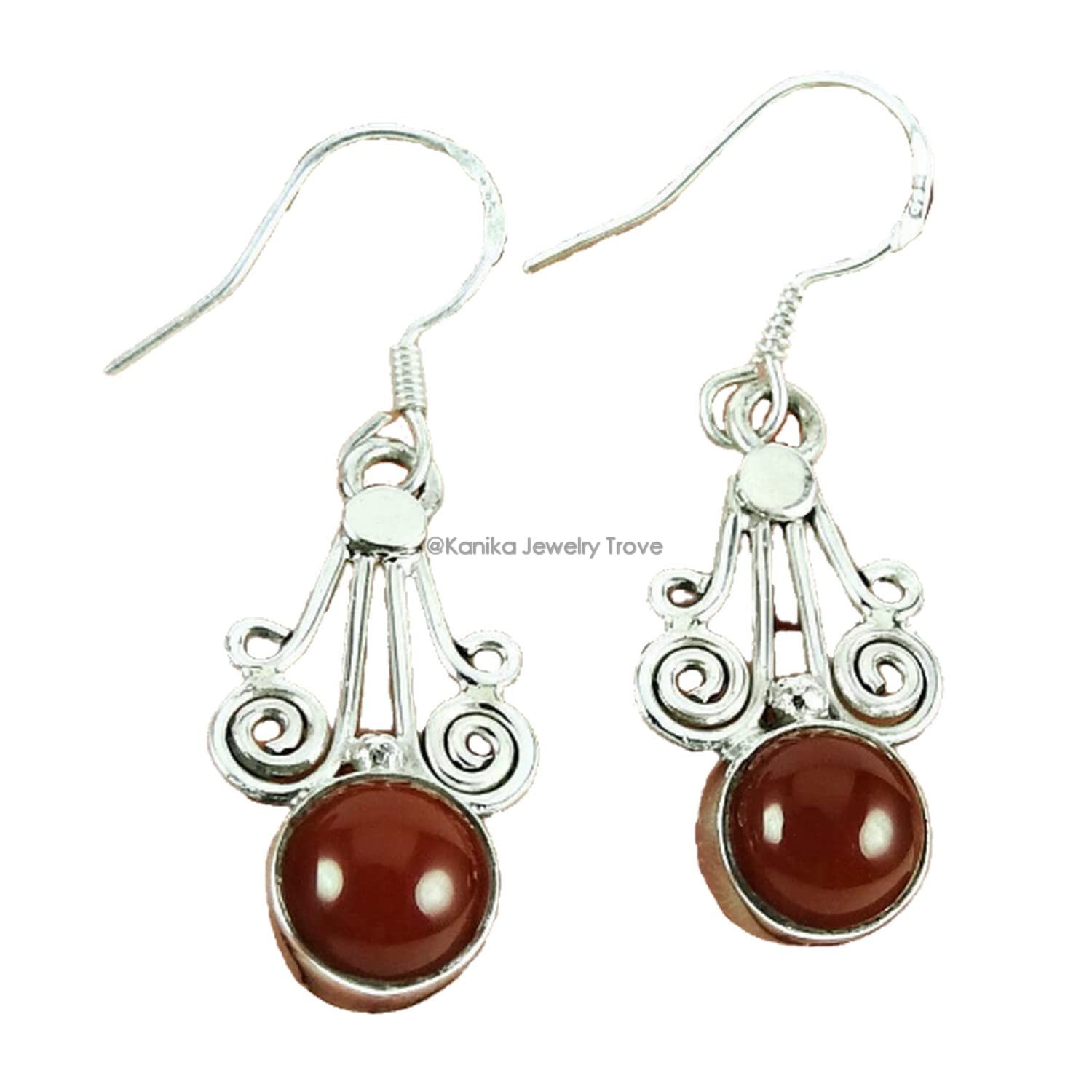 925 Sterling Silver Carnelian Drop Hook Earrings for Women - Elegant Dangle Earrings for Party, Wedding & Everyday Wear