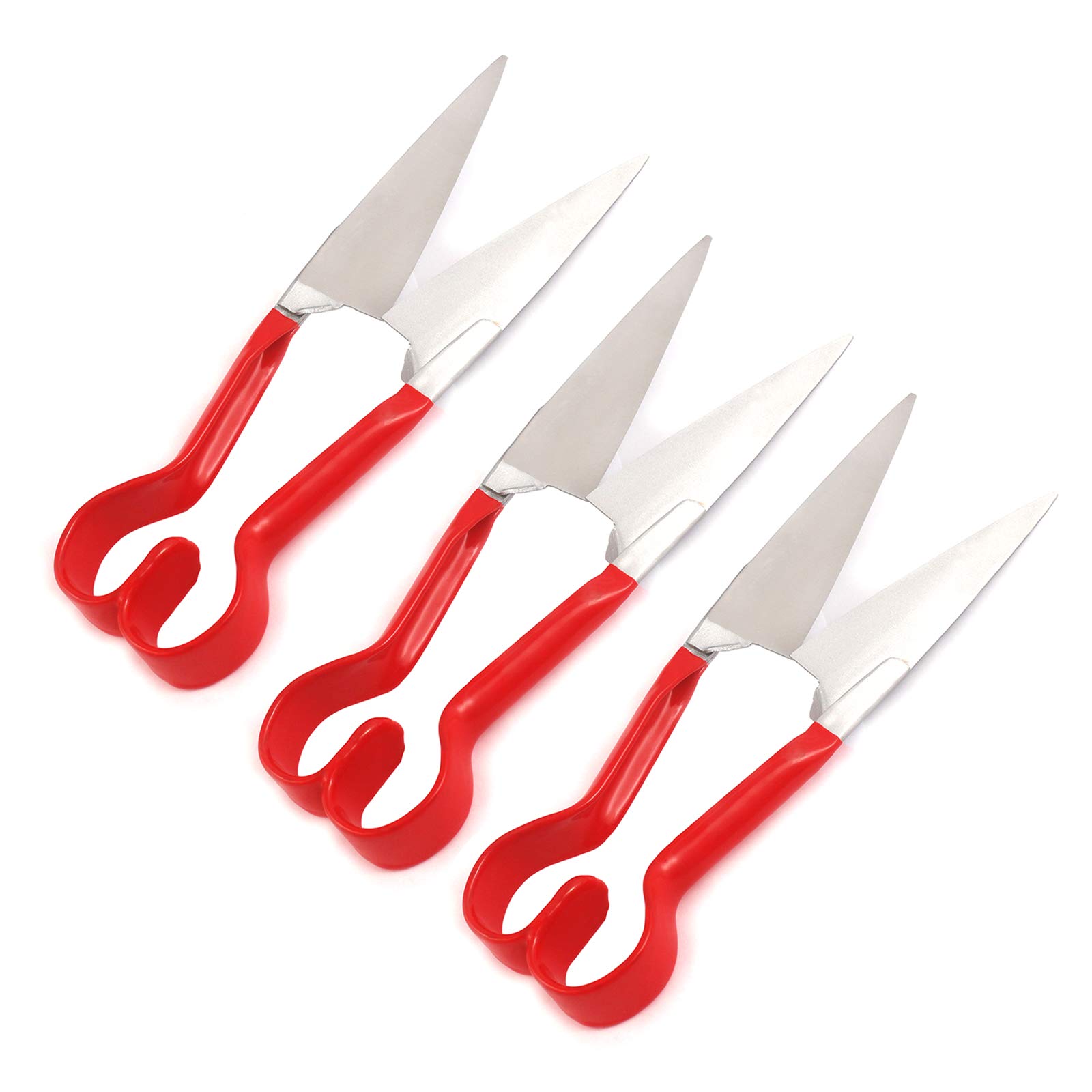 3-Piece Double Bow Sheep Shearing Scissors Set - 6-Inch Sharp Blades with Red Ergonomic Grips for Wool Trimming, Tagging & Blocking - Ideal for Farm Shearing, Livestock Grooming & DIY Wool Crafts