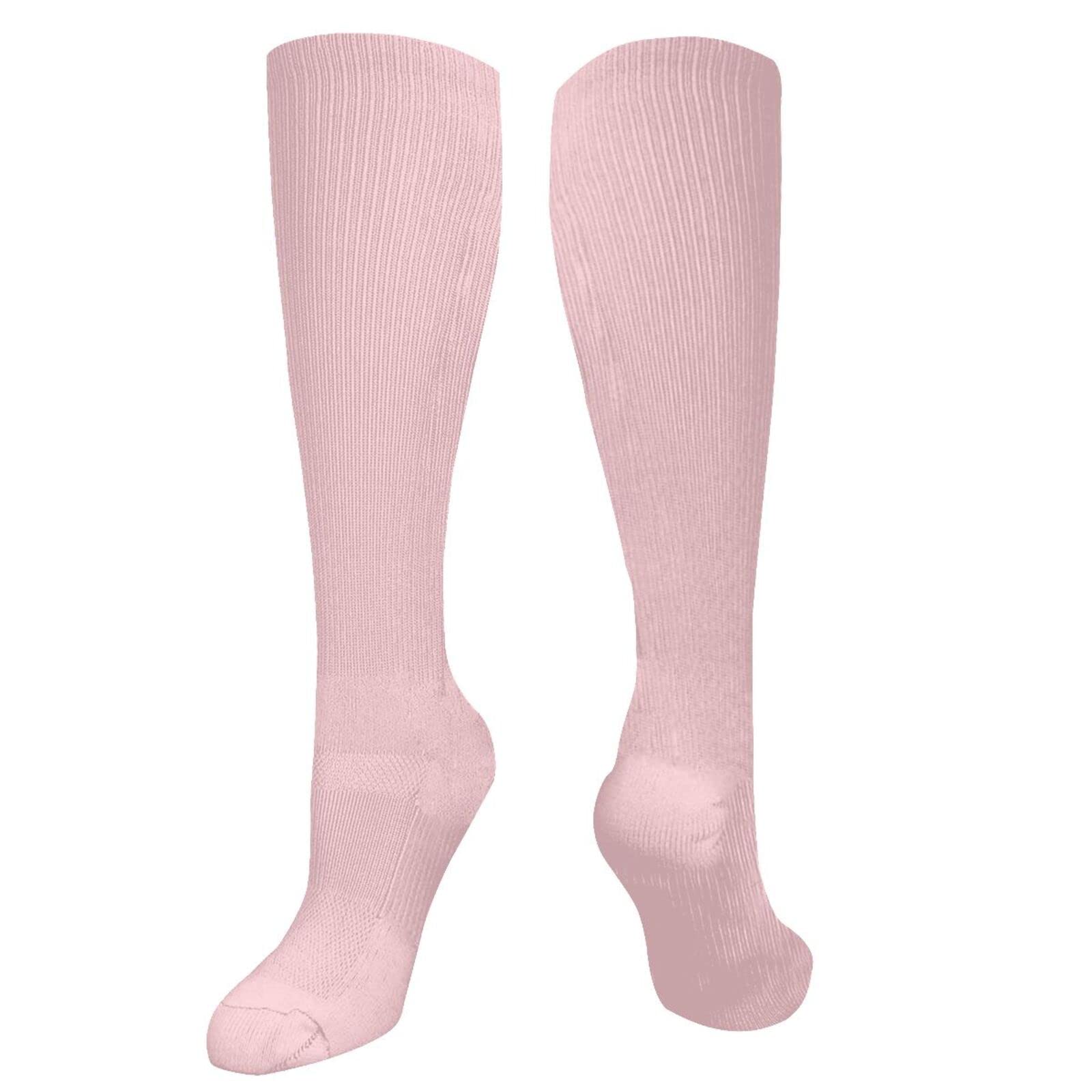 Premium Compression Running Socks - Light Millennial Pink Solid Color High Tube Socks for Men & Women - Ideal for Sports, Jogging, and Workout Performance