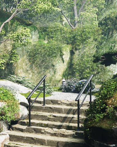 GARVEE 4-Step Outdoor Handrail - Durable Aluminum Alloy Stair Railing for Concrete Steps, Porch & Exterior Safety - Perfect for Home Entryways, Decks, and Patios (4 Steps)