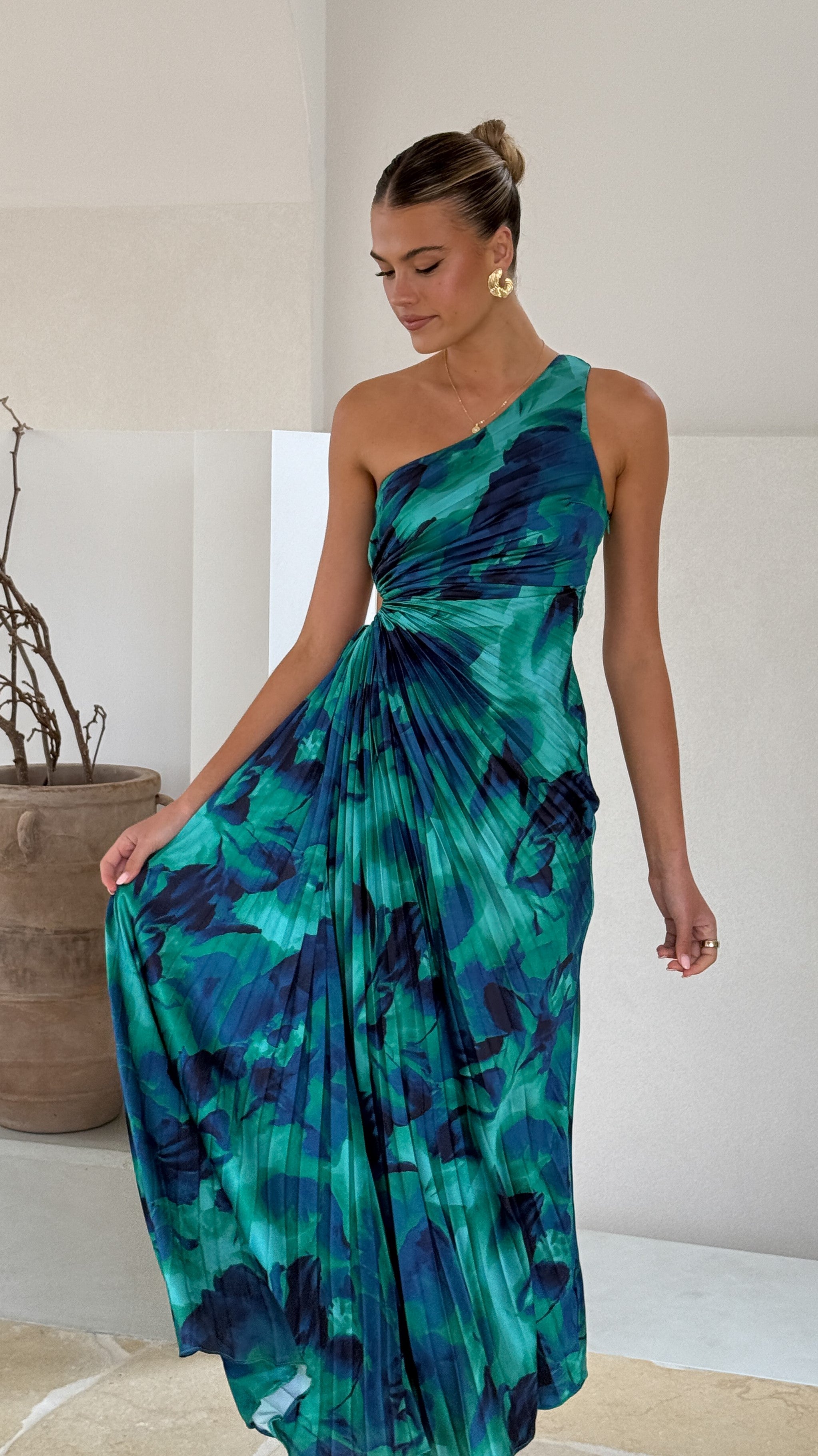 Laken Maxi Dress - Green Floral Print Women's Summer Dress for Beach, Vacation & Casual Wear