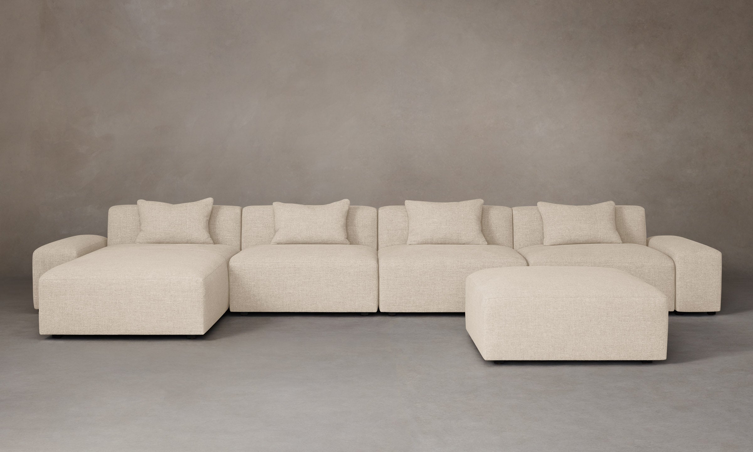 Breuer Modular Sectional Sofa with Heritage Belgian Linen Husk - Modern Living Room Furniture for Home & Office Comfort