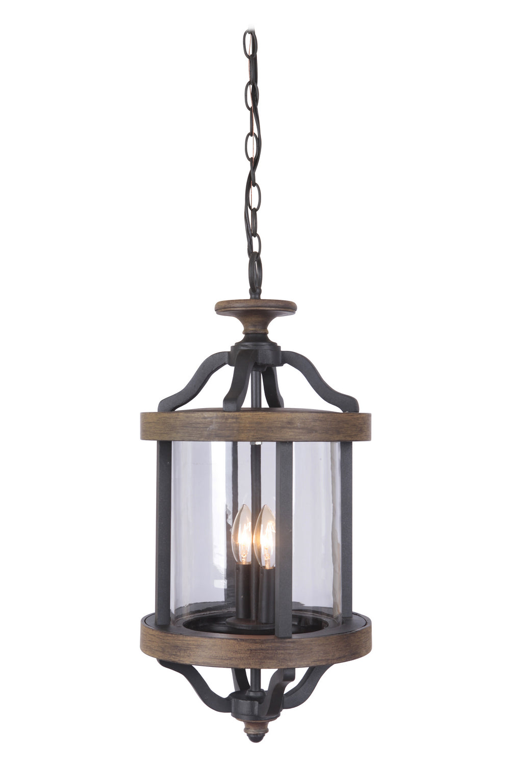 Ashwood Two Light Pendant in Textured Black/Whiskey Barrel - Modern Farmhouse Ceiling Light Fixture for Kitchen Island, Dining Room & Entryway Lighting