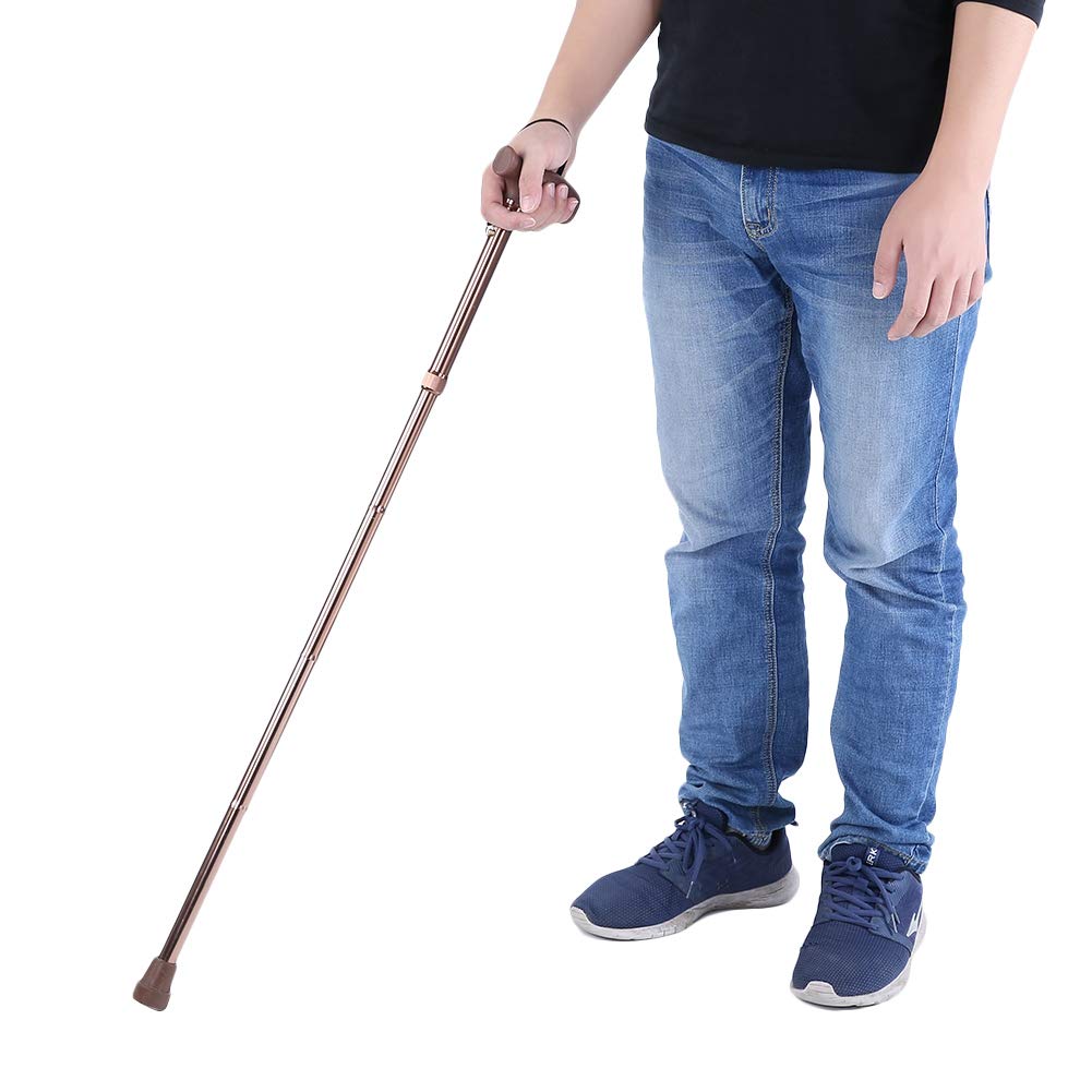 Adjustable Bronze Folding Walking Stick - Lightweight Portable Cane for Blind, Elderly & Hiking - Perfect for Outdoor Adventures, Travel & Daily Mobility Support