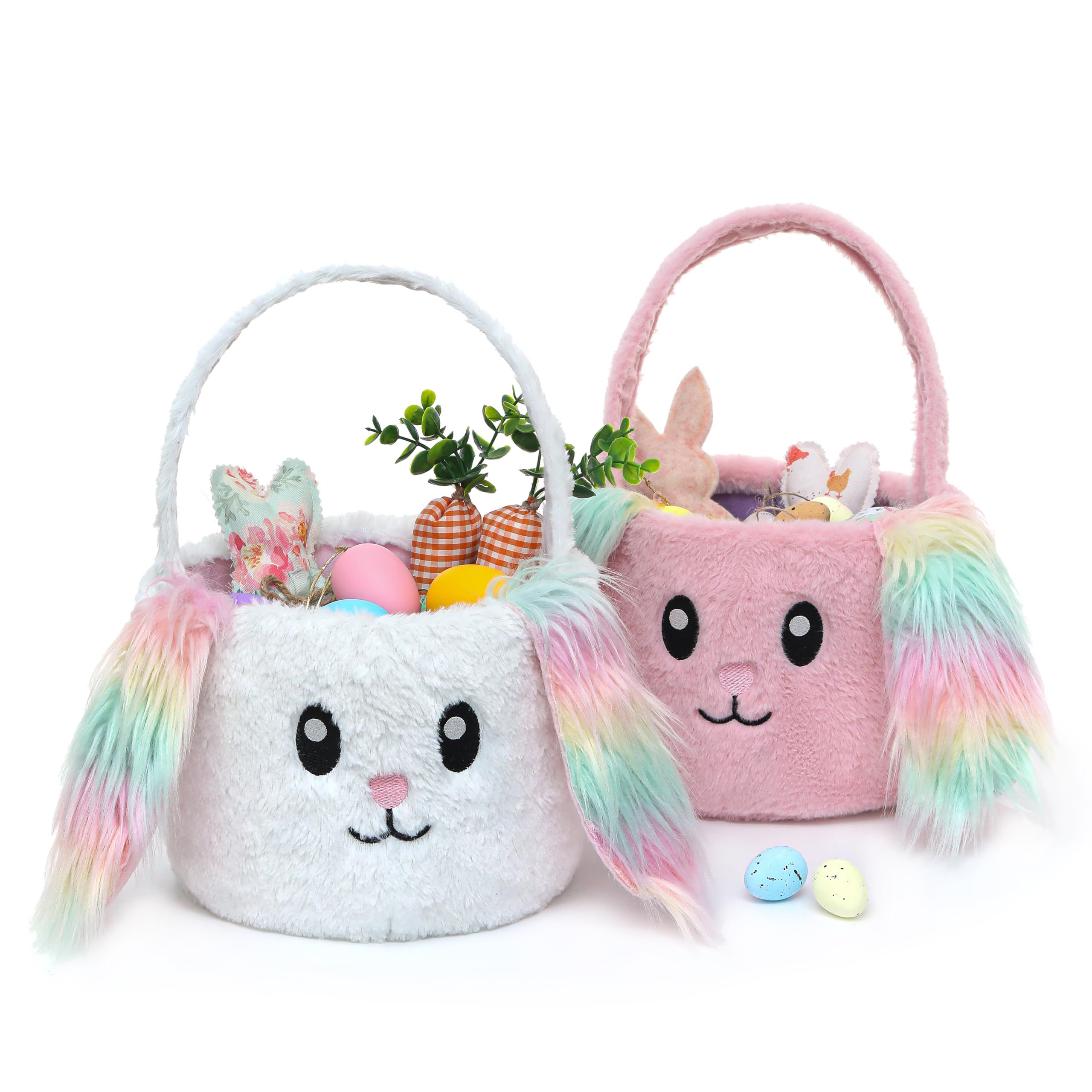 Easter Basket Bags for Kids - Bunny Tote Bag with Easter Eggs, Toys & Candy - Perfect for Easter Gifts, Egg Hunts & Party Favors