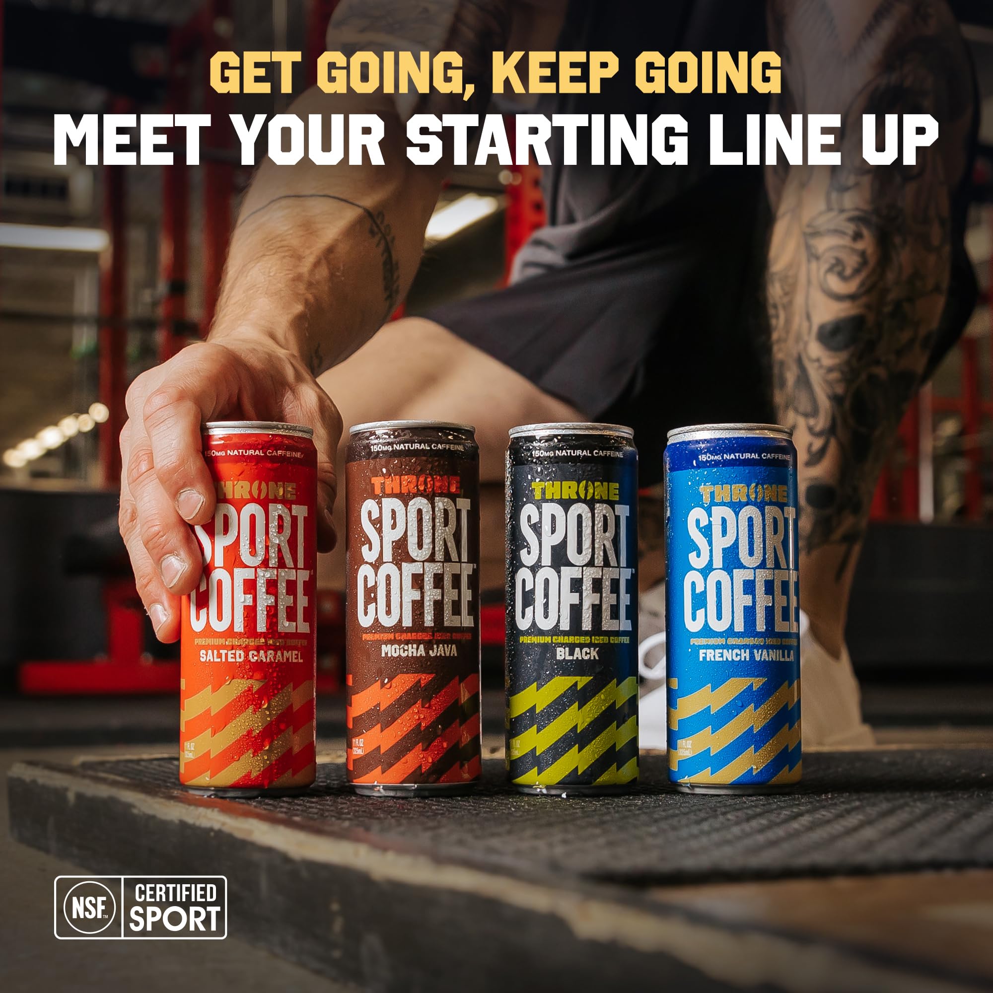 Throne Sport Cold Brew Coffee Variety Pack (4-Pack) - Electrolyte-Infused Arabica Bean Coffee for Athletes - Dairy-Free, Low Calorie Energy Drink - Perfect for Workouts, Running & Post-Exercise Recovery