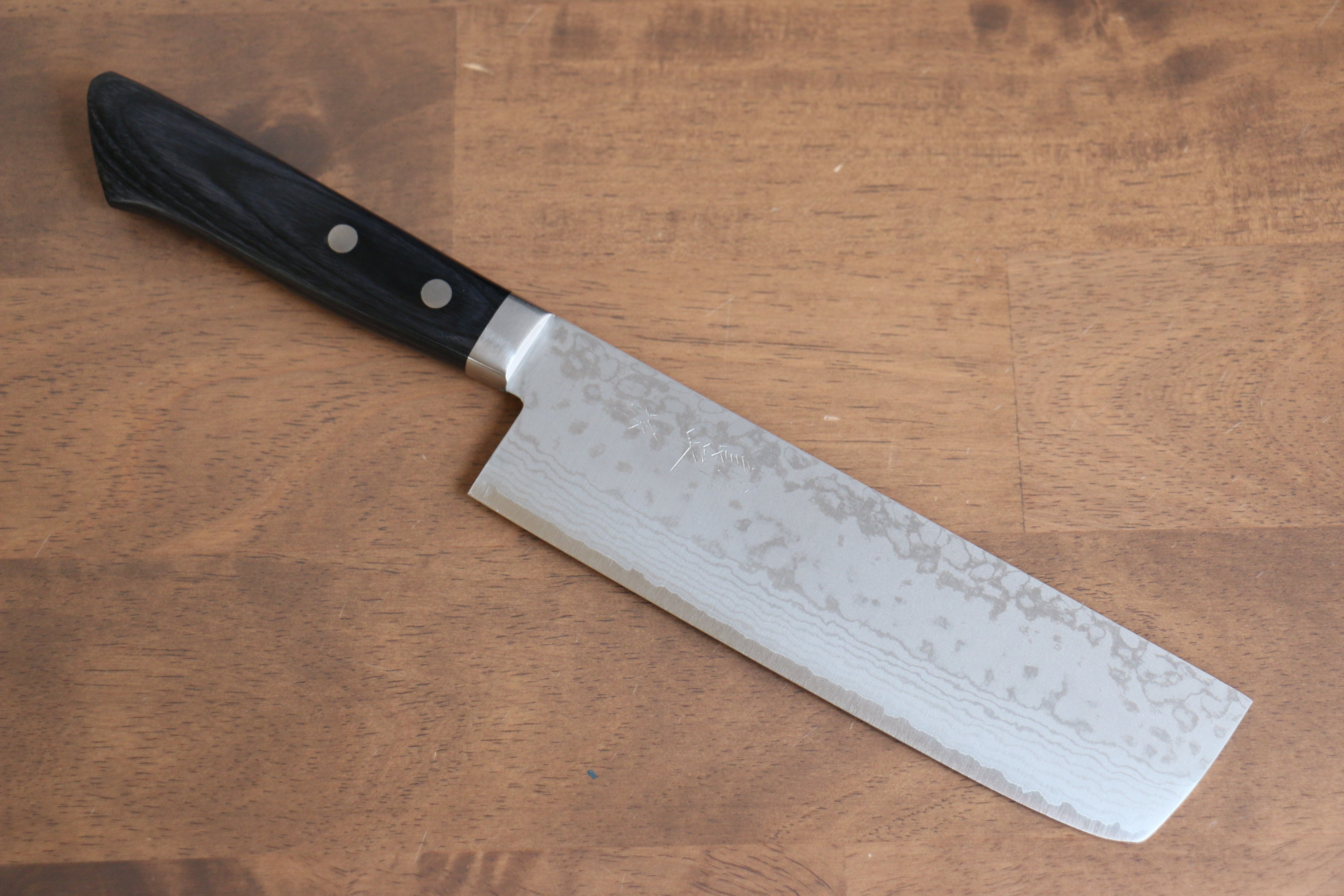 Premium Kunihira Sairyu VG10 Damascus Usuba Chef Knife 165mm - Navy Blue Pakkawood Handle - Japanese Kitchen Knife for Slicing Vegetables & Sushi - Professional Grade Damascus Steel Blade with Super Sharp Edge
