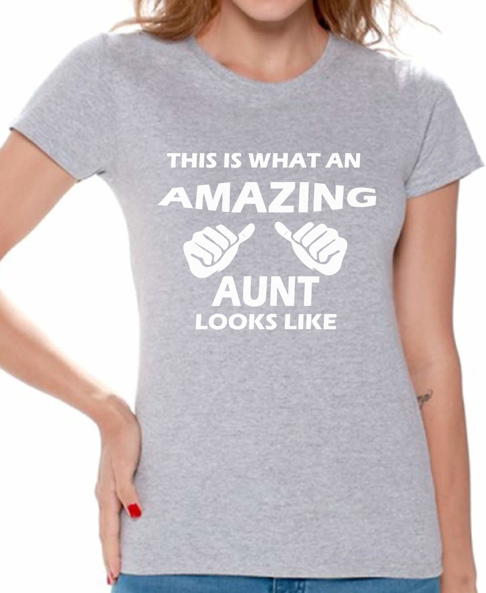 Awkwardstyles Women's 'This is What an Amazing Aunt Looks Like' Funny Graphic T-Shirt with Free Bookmark - Perfect Gift for Aunts, Sister & Best Friends - Birthday, Mother's Day & Family Reunion Outfit