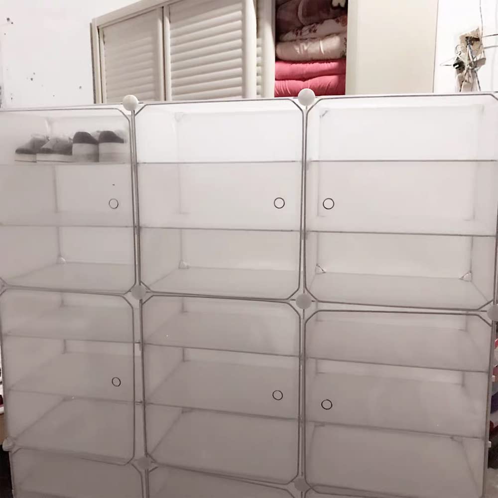 96 Pairs Clear Stackable Shoe Storage Boxes - Plastic Shoe Organizer with Sneaker Display Case, Freely Combinable 12-Tier Shoe Container for Closet, Bedroom & Entryway Organization