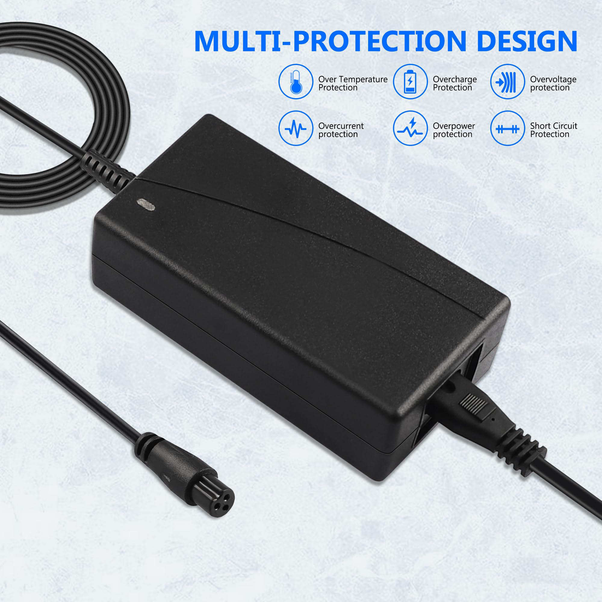 42V 3-Prong Lithium Battery Charger for 36V Electric Scooters - Compatible with Pocket Mod, Dirt Quad & Sports Mod - Fast Charging Power Supply for Kids & Adults - Perfect for Commuting, Off-Roading & Urban Transportation