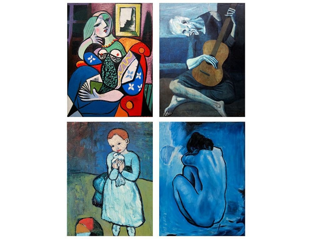 Pablo Picasso Lady Book Guitarist Blue Art Print - 28