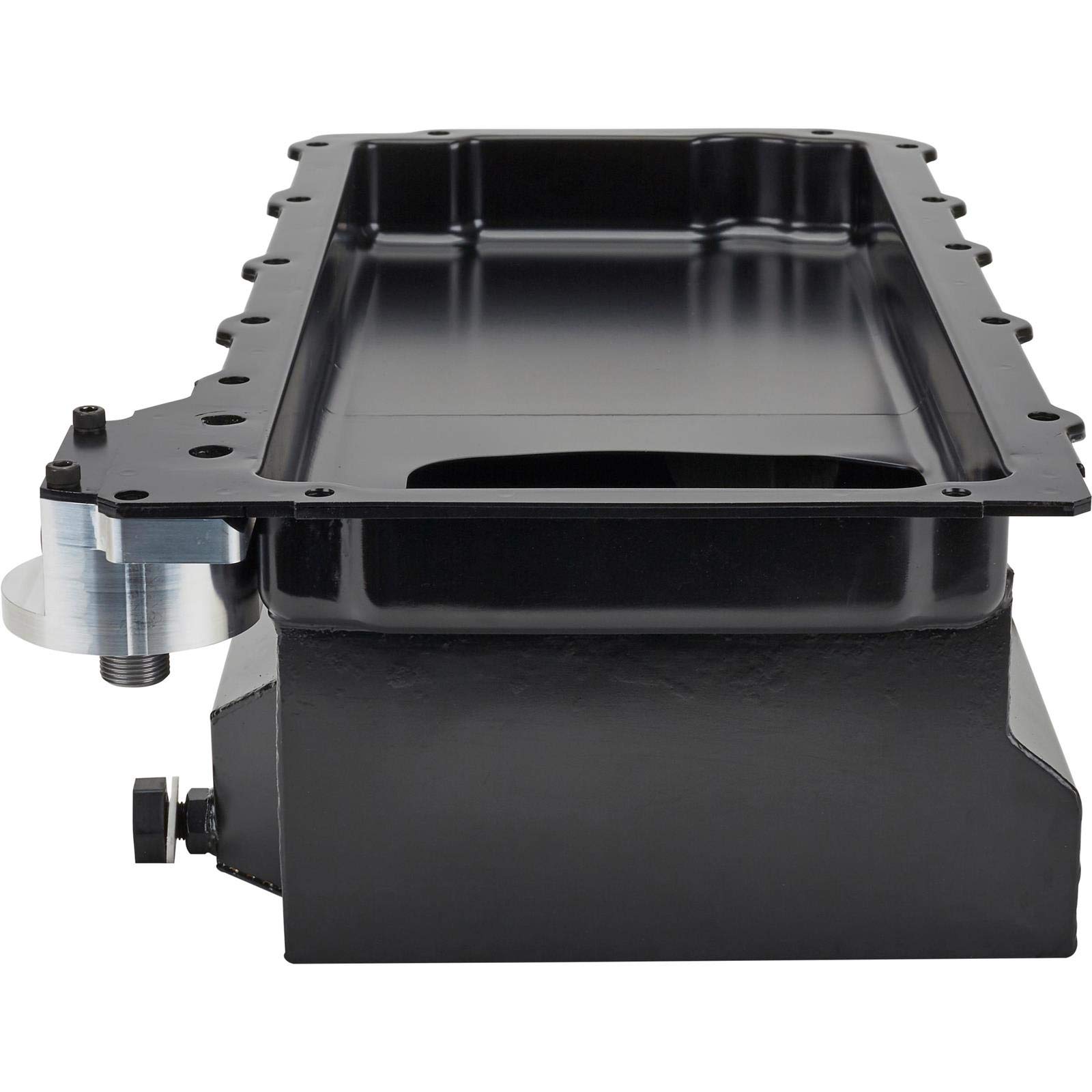 Low Profile TH LS Swap Oil Pan with AN 10 Drain & OEM Filter - Compatible with GM LS Engines for Performance Upgrades & Custom Builds
