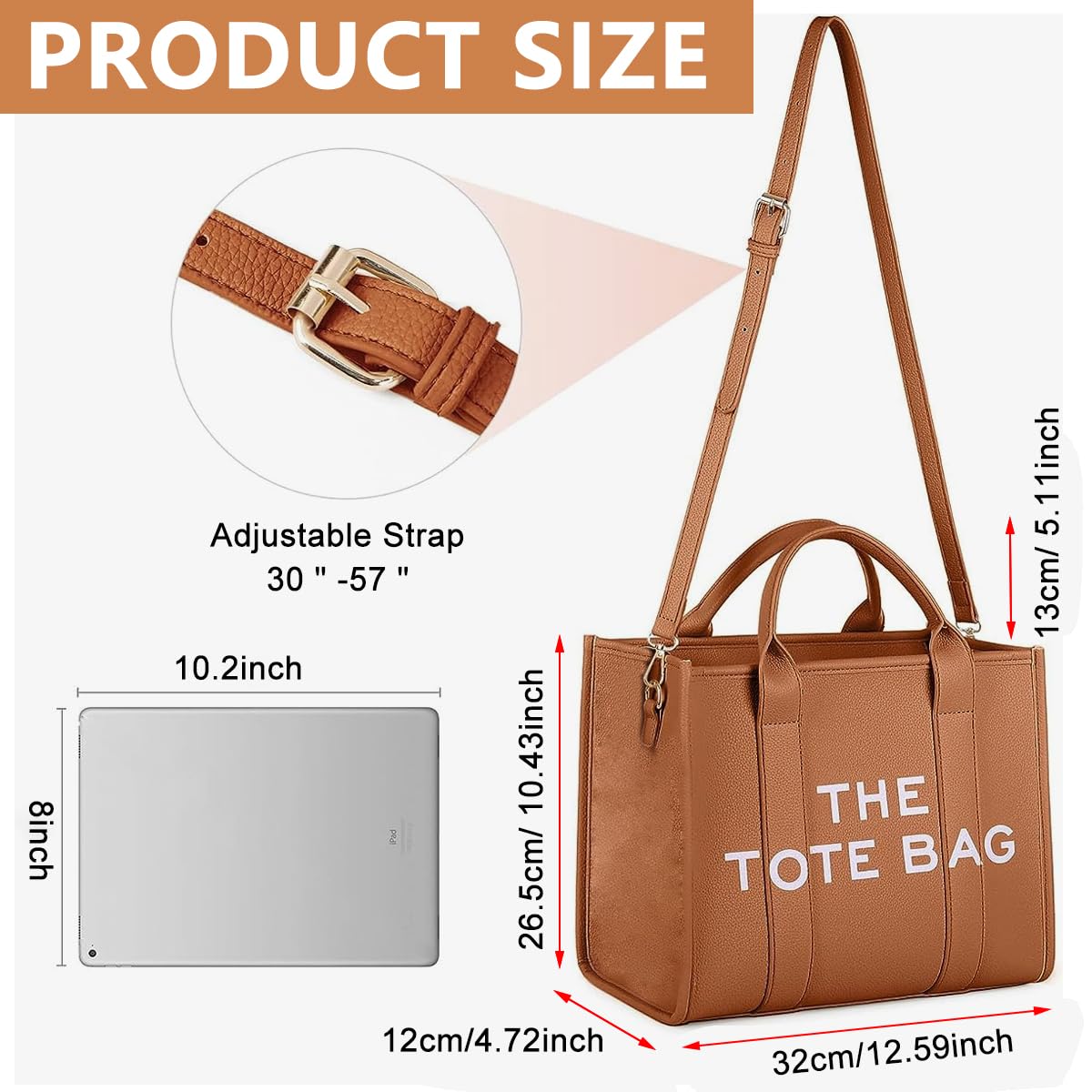 PALAY® Women's PU Leather Crossbody Tote Bag with Detachable Shoulder Strap - Stylish Handheld Purse for Work, Travel & Everyday Use