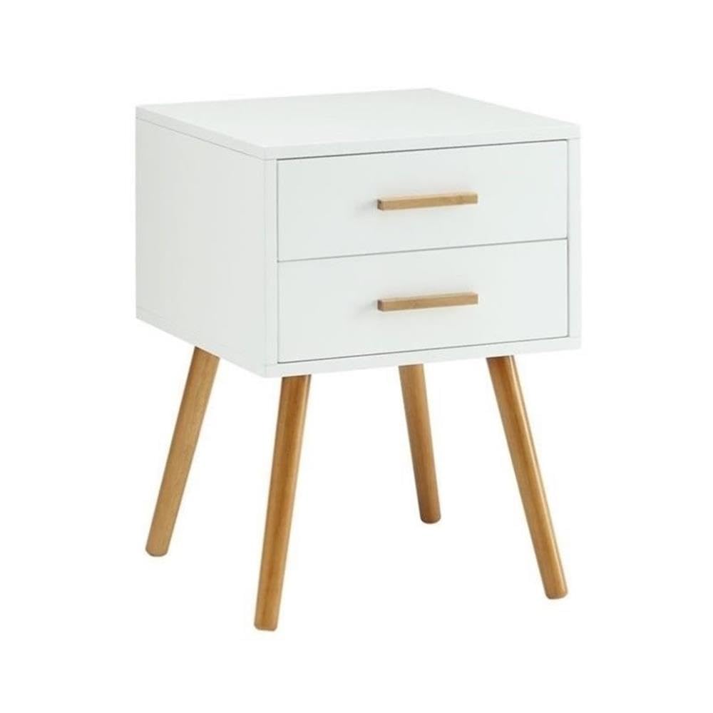 Home Square 4-Piece White & Natural Living Room Set with TV Stand & End Tables - Perfect for Modern Home Decor & Small Space Furniture Arrangement
