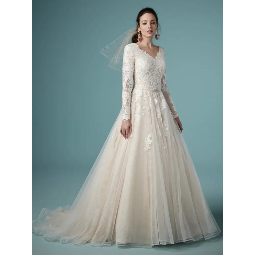 Ivory over Light Champagne (gown with Nude Illusion) (pictured)