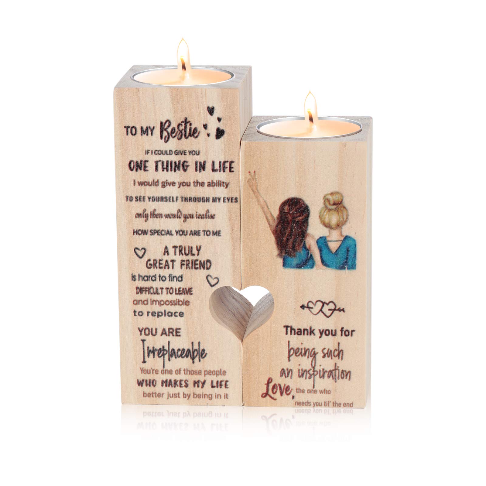 Personalized Wooden Candle Holder - Meaningful Gifts for Women, Unique Friendship & Sister Gifts, Birthday Present for Best Friend - Perfect for Home Decor, Wedding Favors, Anniversary & Christmas Gifts