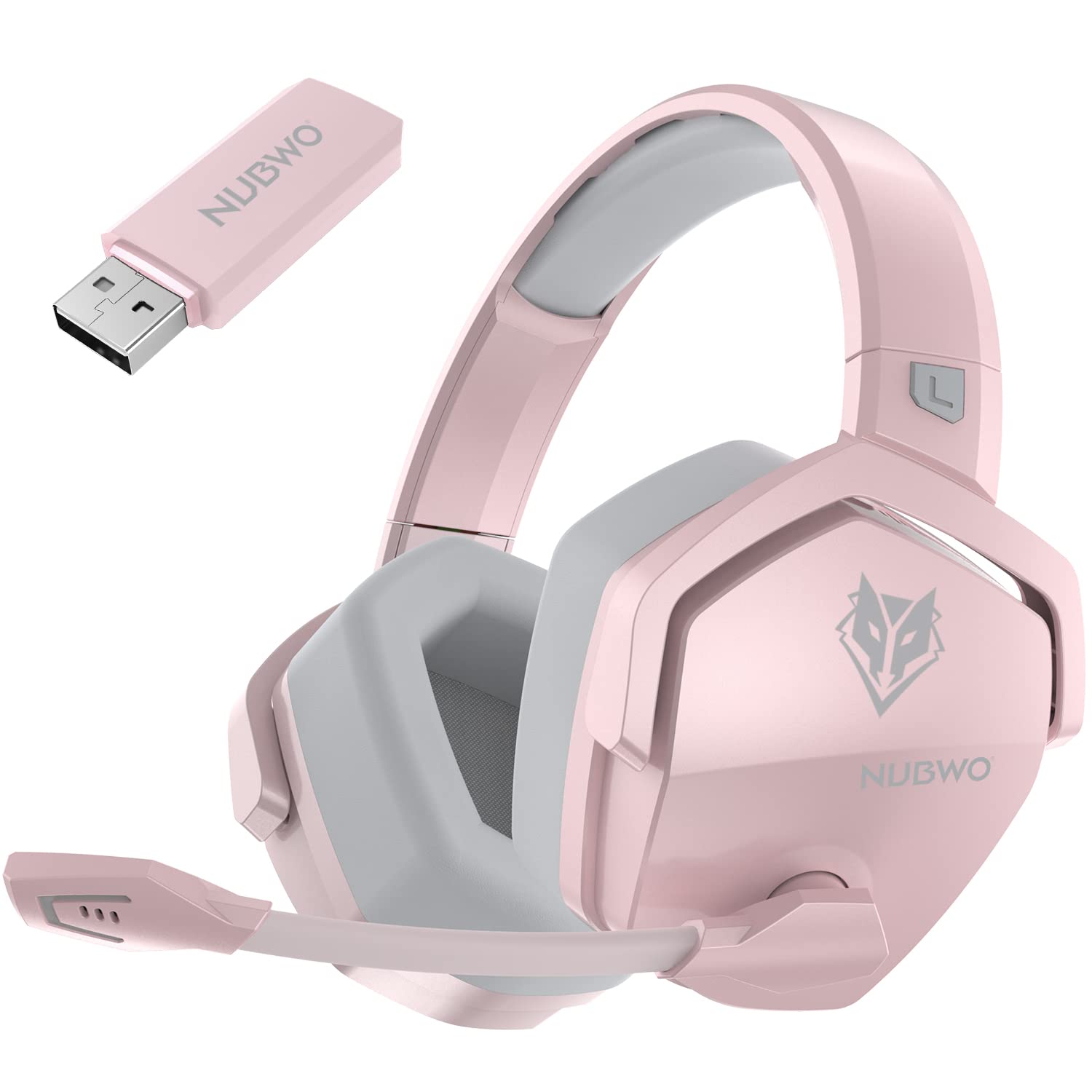 NUBWO G06 Dual Wireless Gaming Headset with Microphone - 2.4GHz & Bluetooth - 100 Hour Battery - 50mm Drivers - Pink | Compatible with PS5, PS4, PC, Mobile & Nintendo Switch | Perfect for Gaming, Streaming & Online Meetings