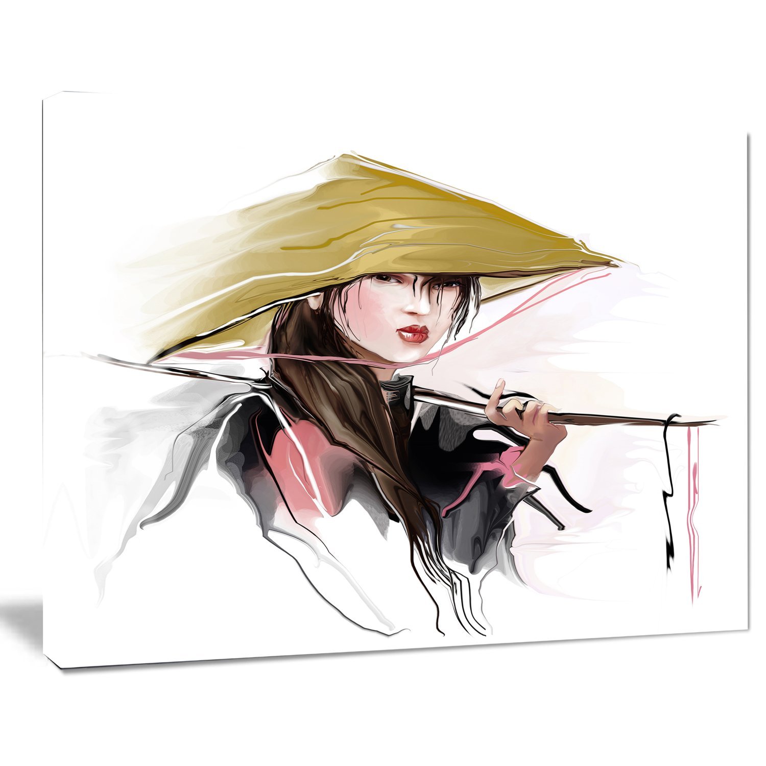Vietnamese Woman Digital Art Portrait Canvas Print - Elegant Wall Decor for Living Room, Bedroom & Office - Unique Gift Idea for Art Lovers