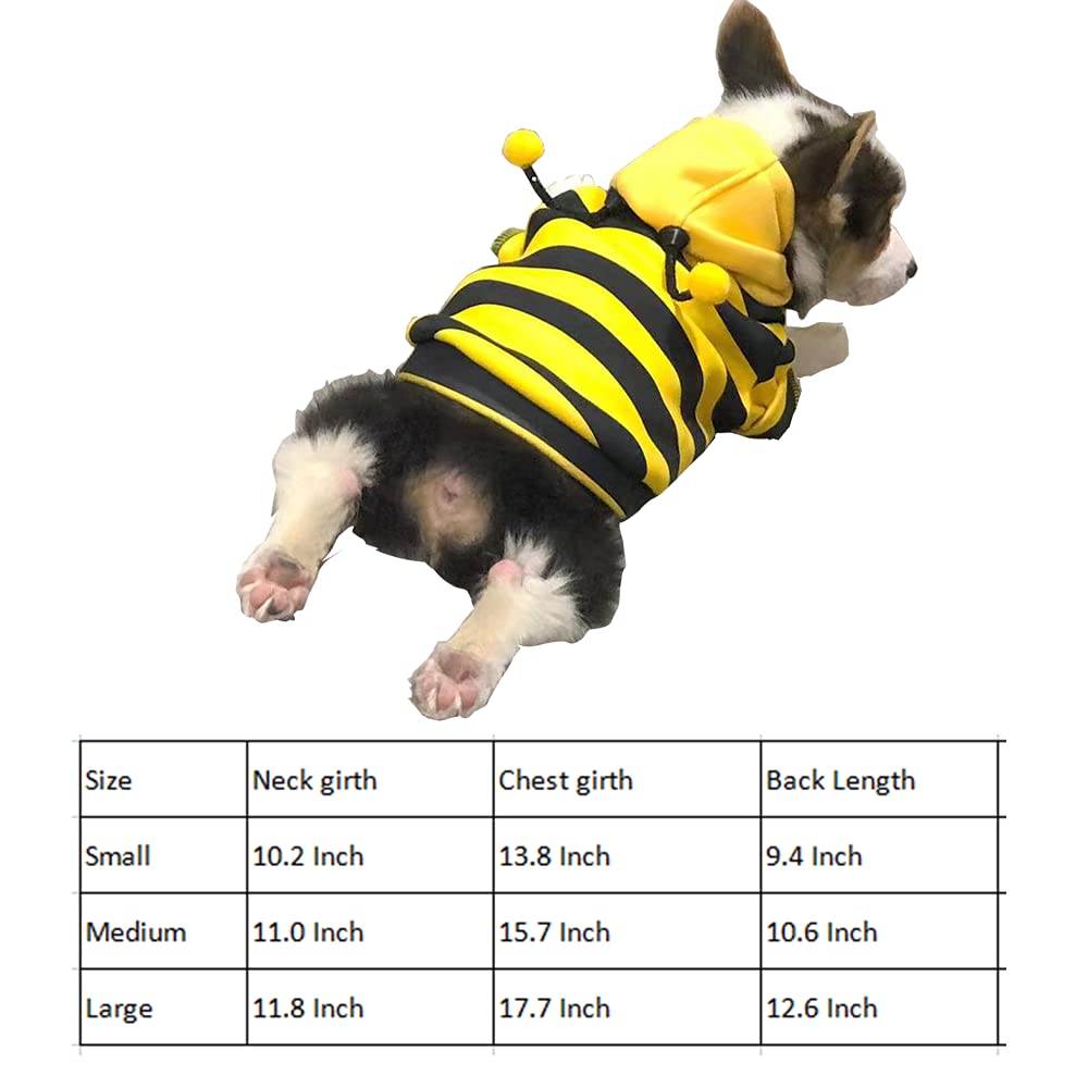 Funny Dog Hoodies & Cat Sweaters - Warm Pet Clothes for Small Dogs & Cats | Yellow Bee Costume for Halloween & Christmas | Cozy Puppy Hooded Coat for Winter Outfits (Large Size) - Perfect for Holiday Parties, Pet Photos & Cold Weather Protection