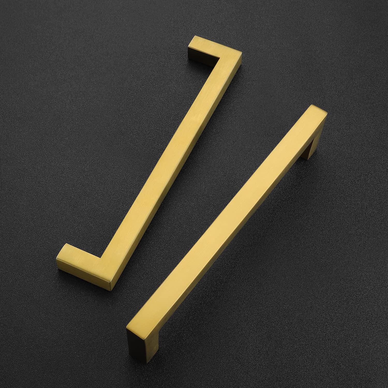 Ravinte 18 Pack 6-1/4 Inch Brushed Brass Square Cabinet Handles - Stainless Steel Drawer Pulls for Kitchen Cabinets, Dressers & Bathroom Vanities - Durable & Stylish Hardware Upgrade for Home Decor