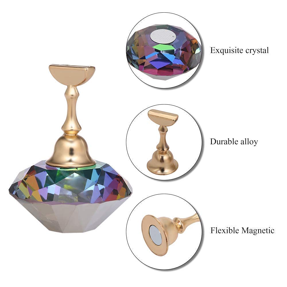 THR3E STROKES Magnetic Nail Art Display Stand - Professional Nail Holder for Painting Practice, Salon Manicure & DIY Nail Tips - Multicolor Nail Art Practice Stand for Salon Display, Home Manicure & Nail Technician Training