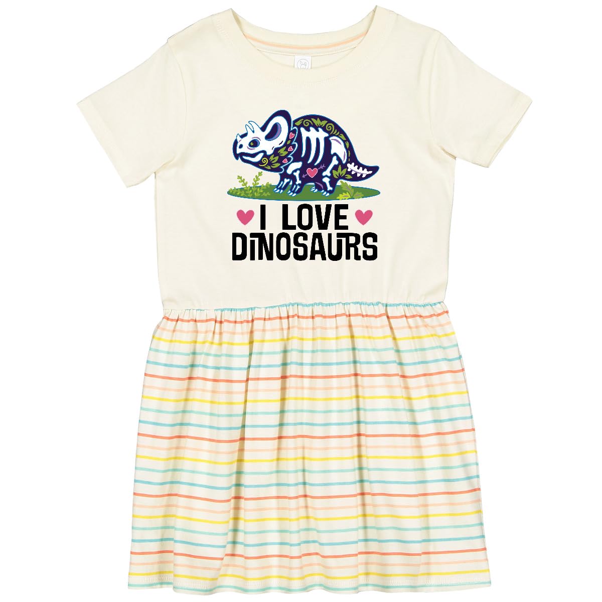 Inktastic Girls Dinosaur Print Toddler Dress - Cute Dinosaur Theme Outfit for Toddlers, Perfect for Playdates, Birthday Parties & Everyday Wear