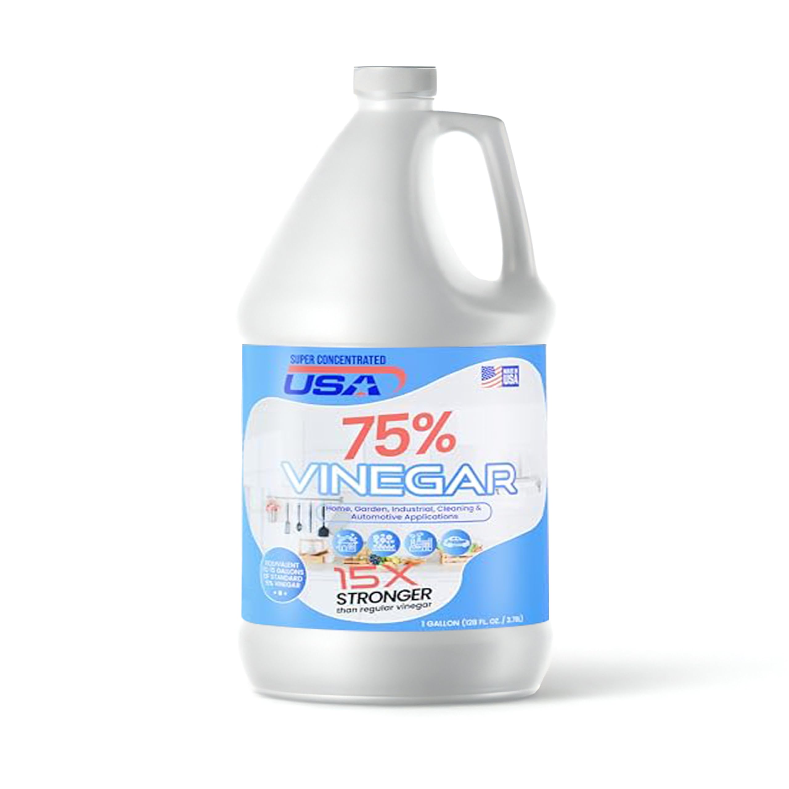 Pure Vinegar Industrial Strength - 1 Gallon Concentrated Cleaning Vinegar (75% Acid) for Kitchen, Bathroom, Floor & Household Cleaning