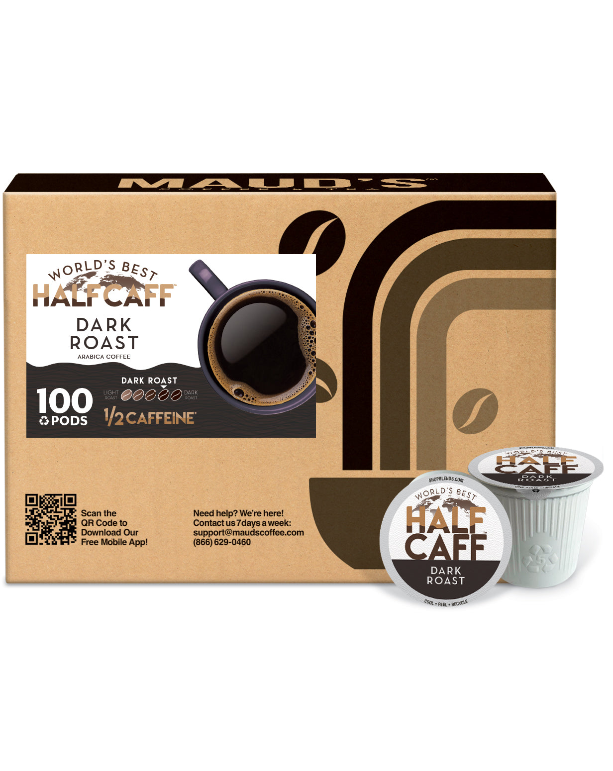 World's Best Half Caffeine Dark Roast Coffee Pods - Compatible with Keurig 2.0 - Perfect for Morning Energy & Evening Relaxation