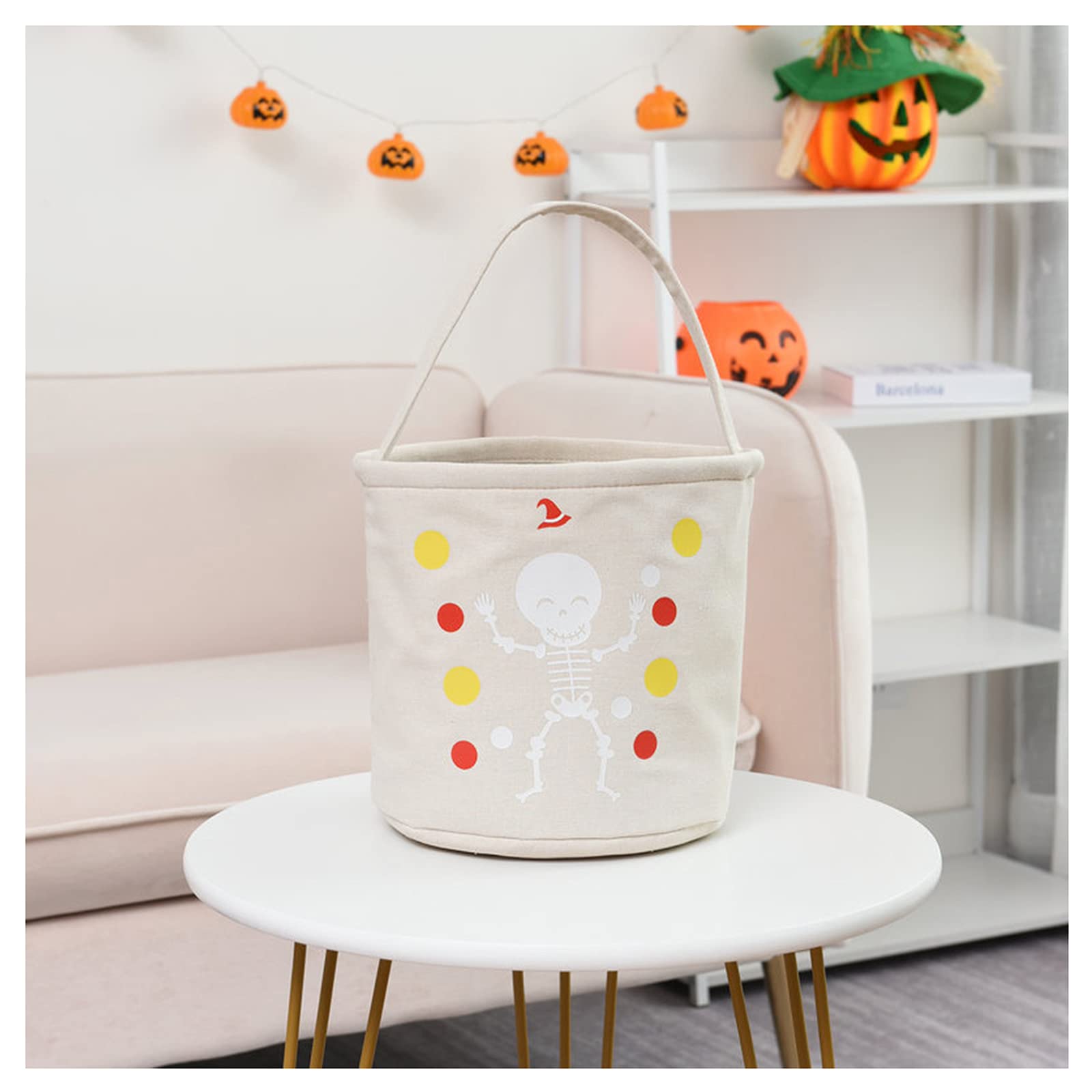 Cute Skull Spider Halloween Trick or Treat Bags for Toddlers & Kids - Halloween Party Favor Baskets & Supplies (Skeleton Design) - Perfect for Trick-or-Treating, Halloween Parties & Classroom Treats