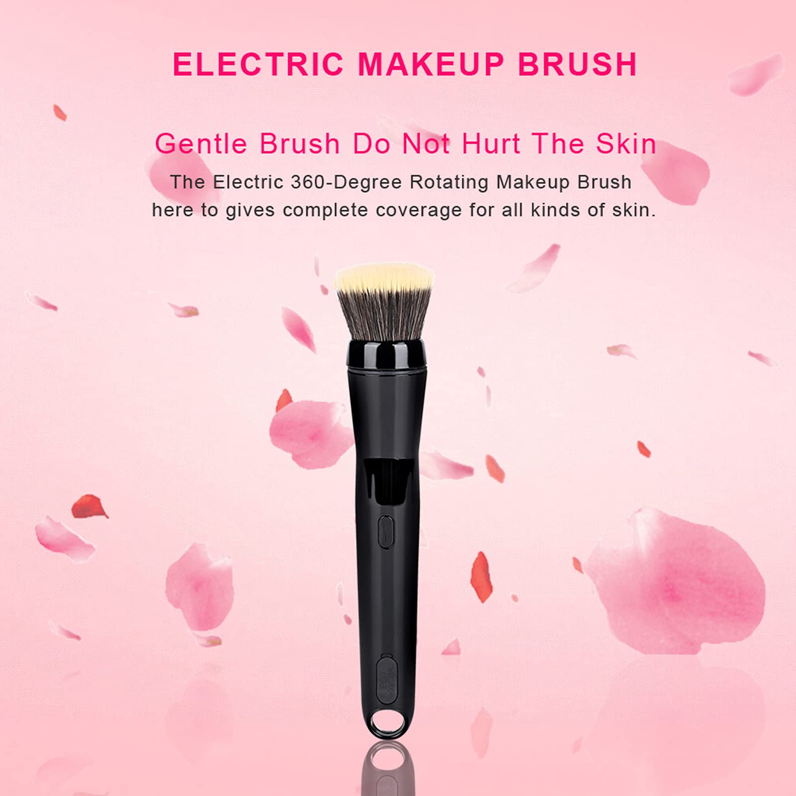 Electric Makeup Brush - Automatic Rotating Foundation & Blusher Brush with 2 Replaceable Heads, Rechargeable Vibrating Makeup Applicator for Flawless Blending | Perfect for Daily Makeup & Professional Use