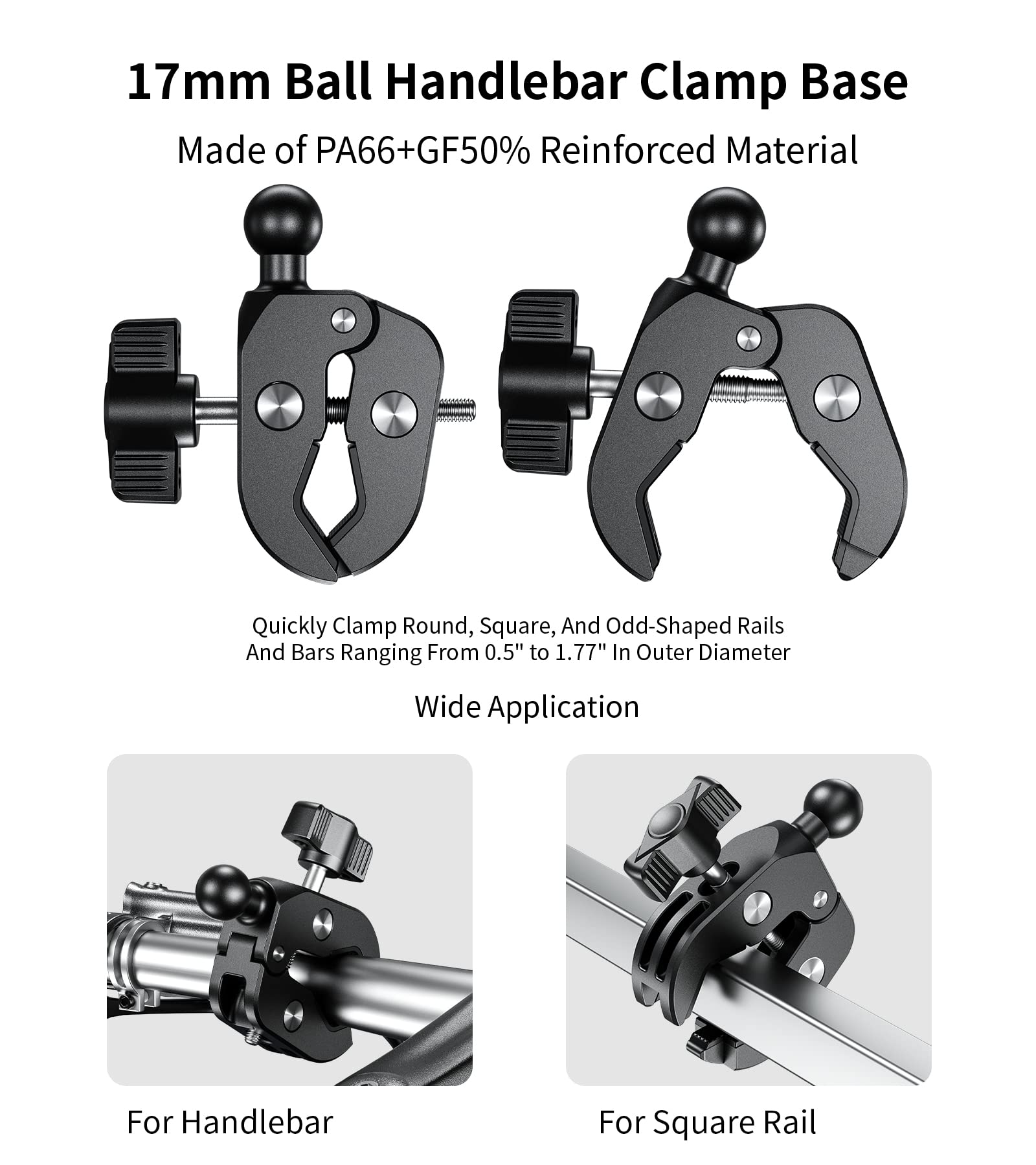 Premium Motorcycle Phone Mount - Quick Install Handlebar Clamp for iPhone 14/15 Plus/Pro Max, Galaxy S10-S23, 4.0-6.9