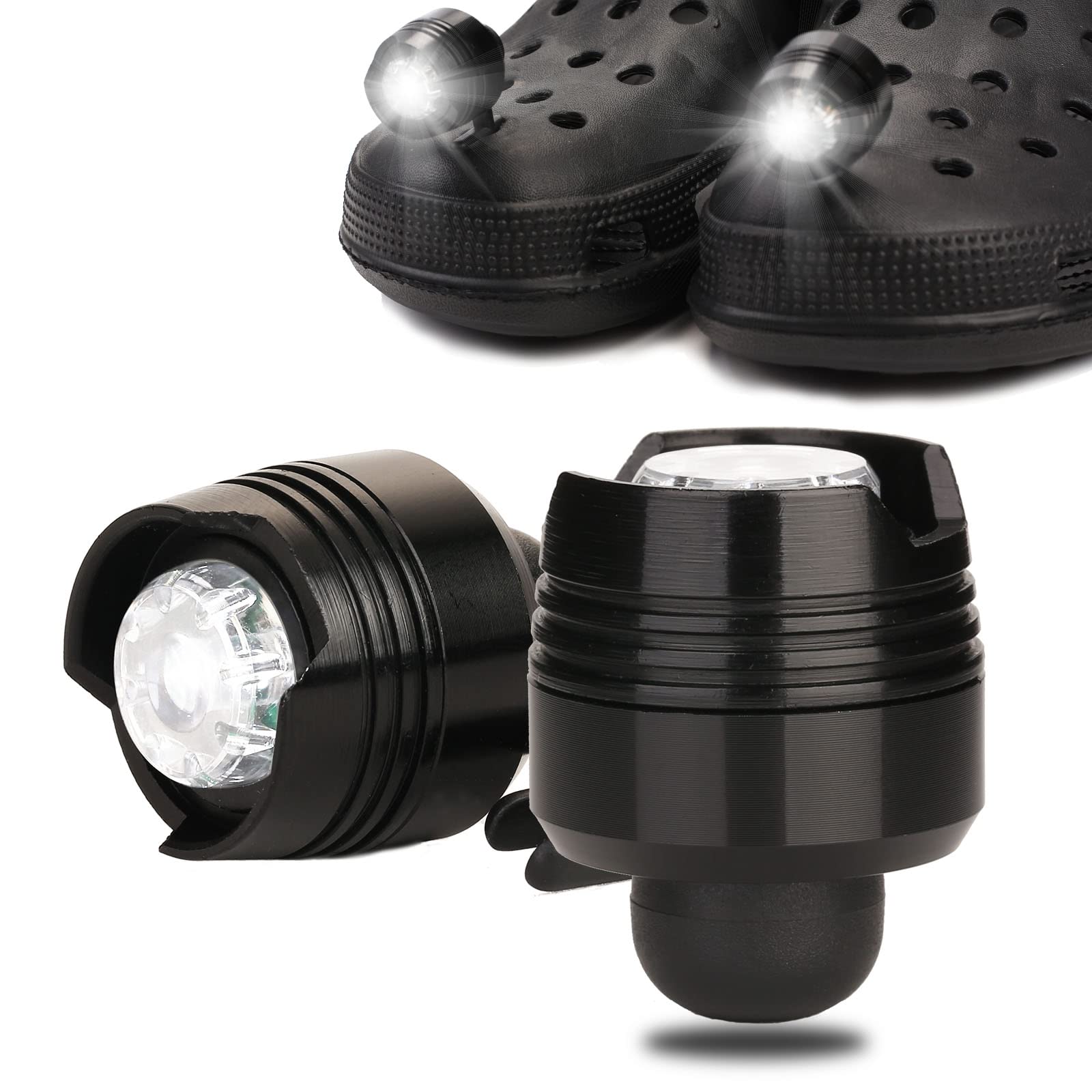 TIWISSES 2PCS LED Headlights for Crocs - 72 Hours Lasting Clip-On Flashlight Attachments for Kids & Adults - Perfect for Clogs, Dog Walking, Camping, Hiking & Outdoor Adventures