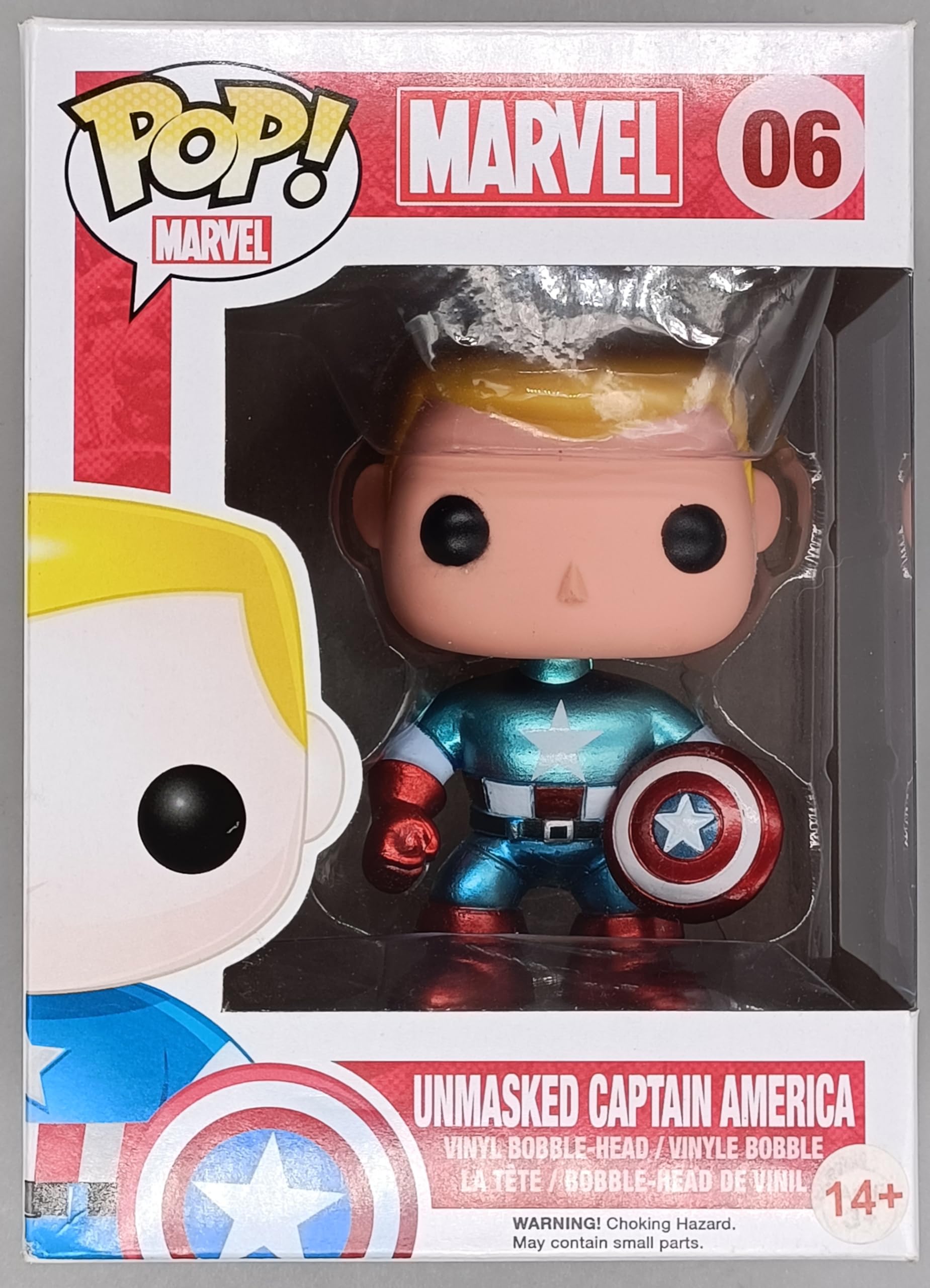 Funko POP Vinyl: Comikaze 2014 Exclusive Unmasked Captain America Collectible Figure - Perfect for Marvel Fans, Comic Book Collections & Superhero Decor