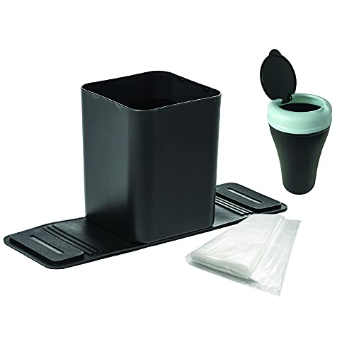Leak-Proof Car Trash Can with Lid & 40 Disposable Bags - Blue/Pink Auto Waste Bin Organizer | Perfect for Road Trips, Commuting & Keeping Your Vehicle Clean