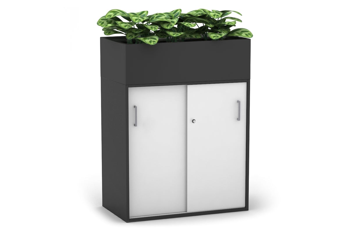 Uniform Medium Credenza with Planter Box - 800W x 1125H x 428D - Modern Storage Cabinet for Living Room, Bedroom or Office - Perfect for Home Organization and Indoor Plant Display