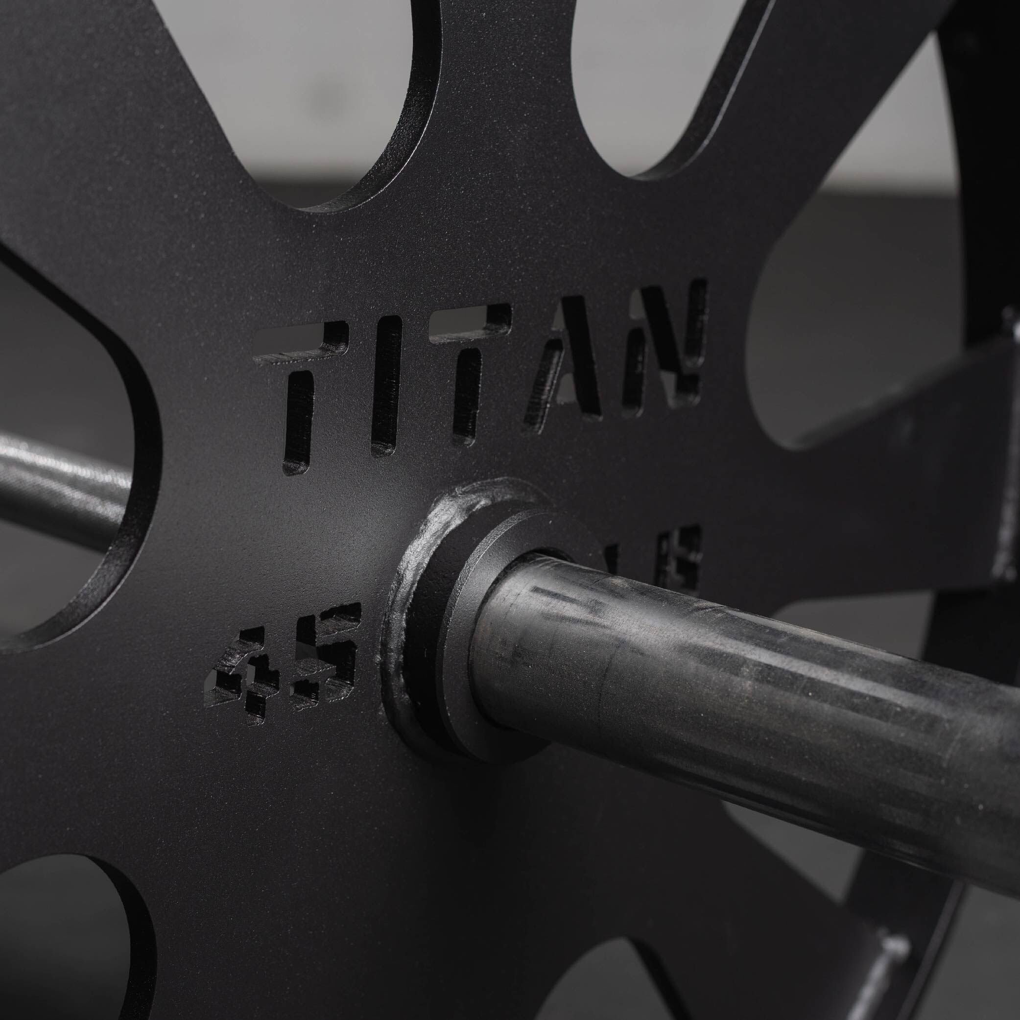 Titan Fitness 45 LB Wagon Wheel Pulling Blocks - 26-inch Steel Deadlift Weight Plates for Strength Training & CrossFit Workouts