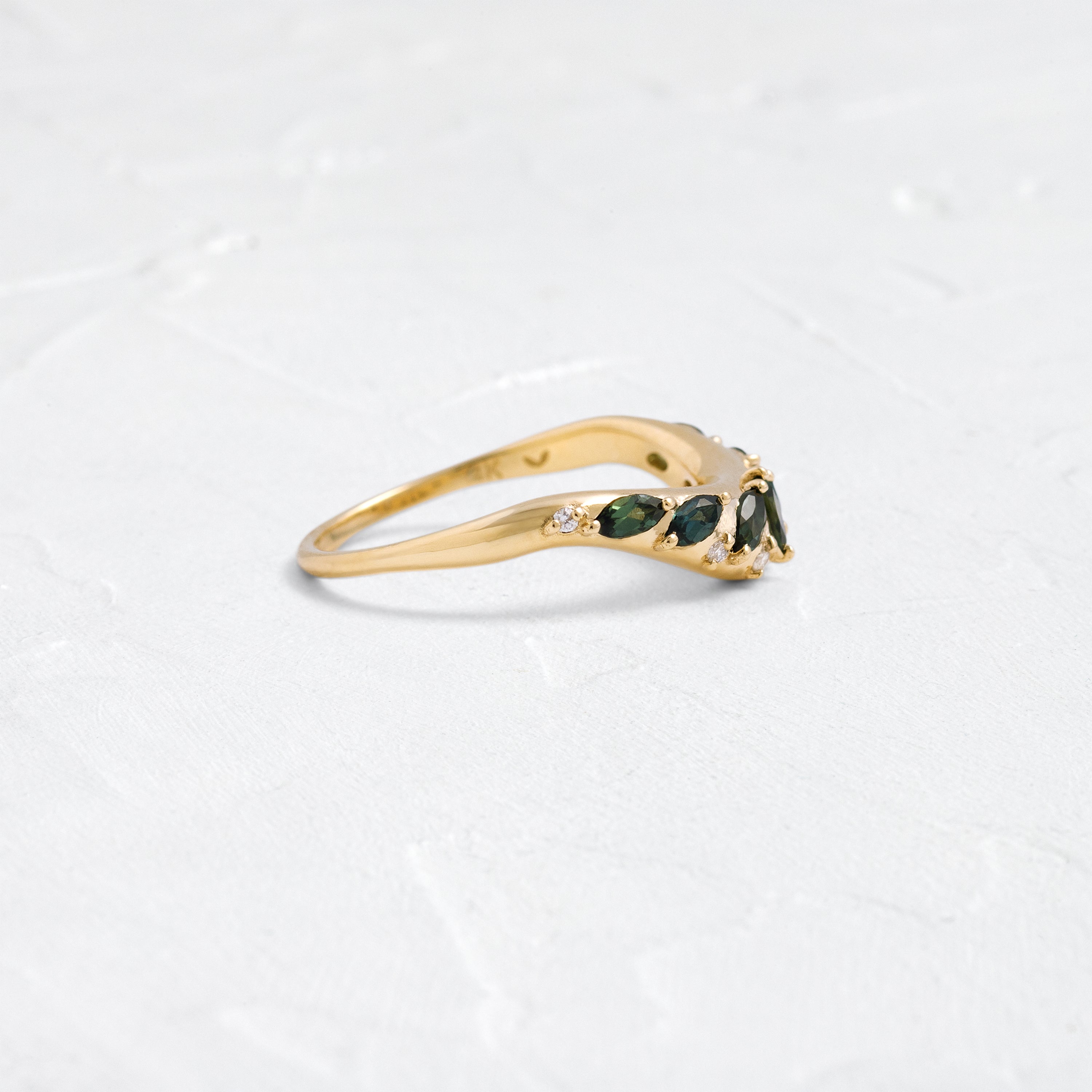 Amplify Band with Marquise Green Sapphires - Elegant Green Gemstone Ring for Women | Perfect for Engagement, Wedding, Anniversary & Special Occasions