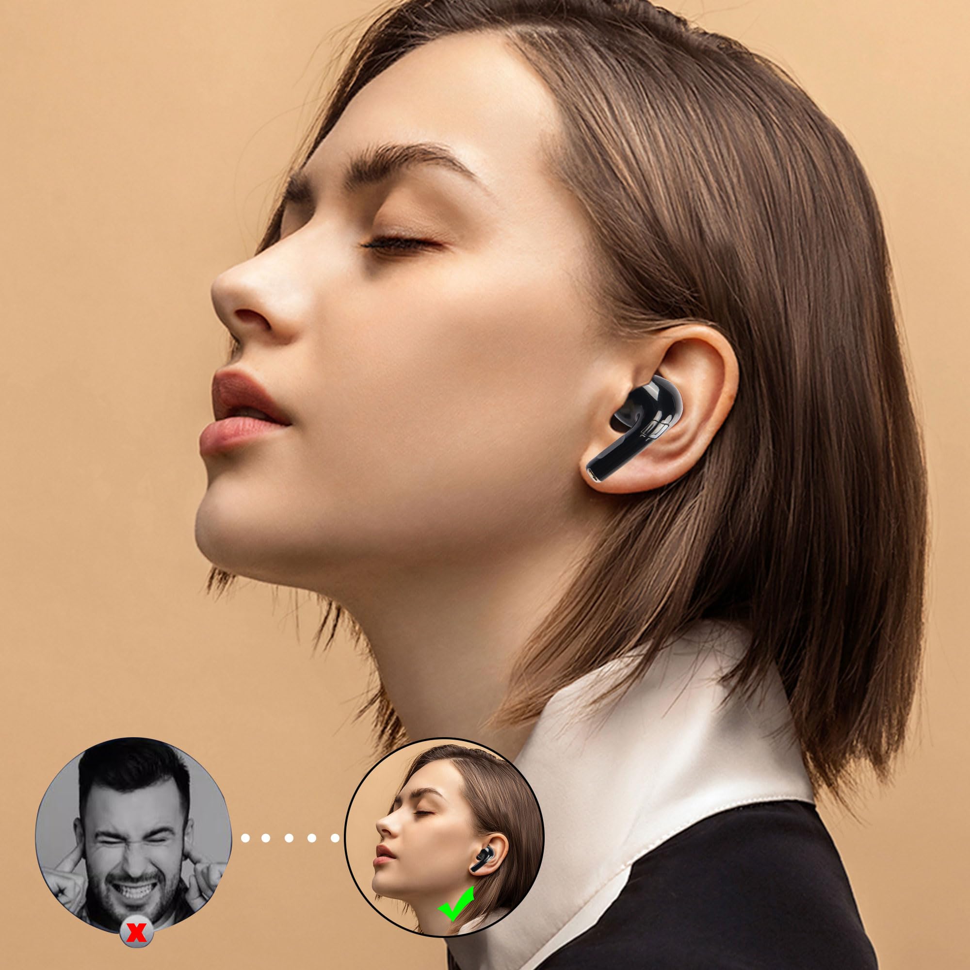 CERRXIAN Wireless Earbuds with Charging Case - Red LED Bluetooth Earbuds, Hi-Fi Stereo Sound for iPhone & Android, IPX5 Waterproof for Running, Gym Workouts & Gaming (Black) - Perfect for Commuting, Workouts & Outdoor Activities