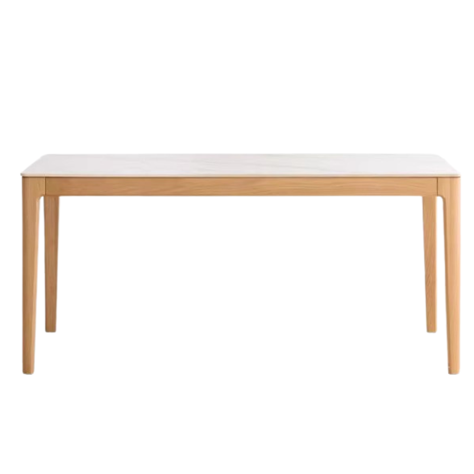 Solid Oak & Ash Wood Dining Table with Natural Rock Slab Surface - Rustic Farmhouse Style for Dining Room & Kitchen Decor