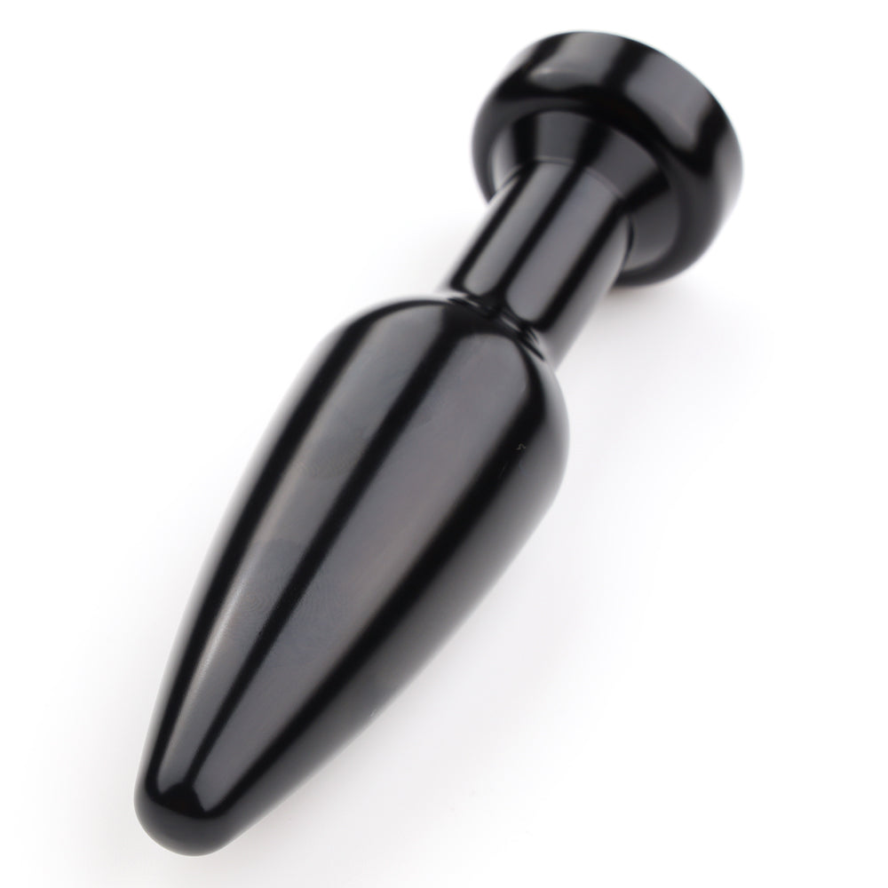 Premium Elongated Tapered Metal Butt Plug with Round Gem - Stainless Steel Anal Plug for Beginners & Advanced Users - Perfect for Couples Play & Solo Pleasure