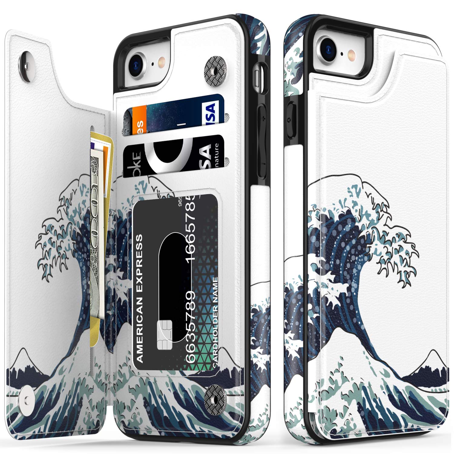 Premium Leather Wallet Phone Case for iPhone SE 2022/2020/8/7 - Floral Design Protective Cover with Card Slots | Perfect Gift for Women & Girls | Ideal for Travel, Shopping and Everyday Use