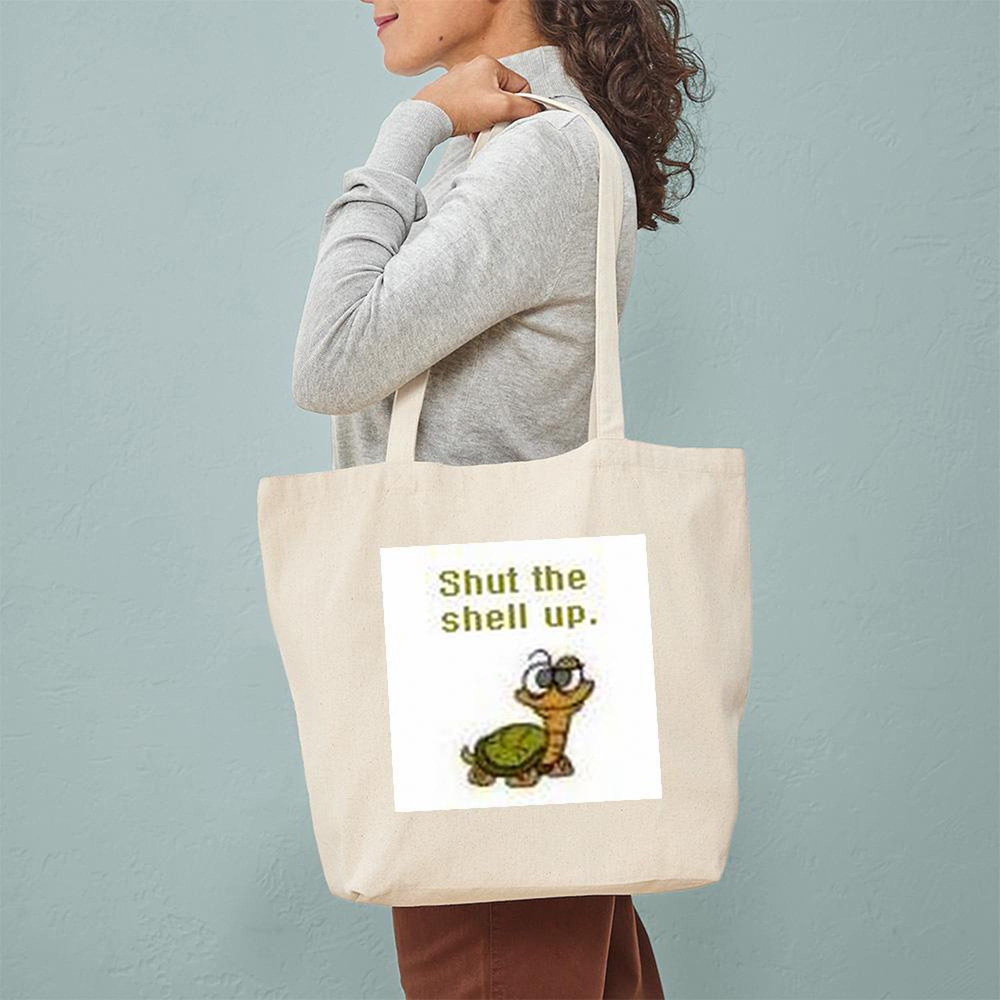 Shut The Shell Up Natural Canvas Tote Bag - Eco-Friendly Reusable Shopping Bag for Groceries, Beach Trips & Daily Use | CafePress