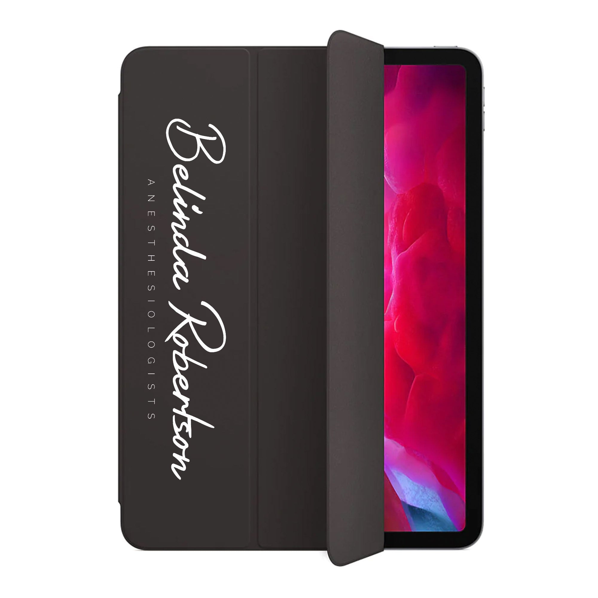 Premium iPad Trifold Case with Signature & Occupation 32 - Slim Protective Cover for iPad Pro/Air/Mini, 360° Rotating Stand for Work, Study & Travel