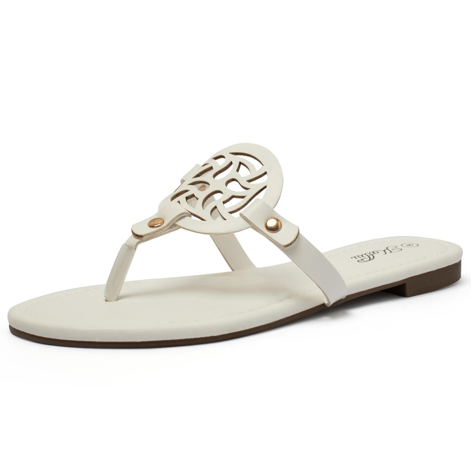 Katliu Women's Comfortable Flat Sandals - Dressy Thong Flip Flop Sandals for Beach, Vacation & Summer Outfits